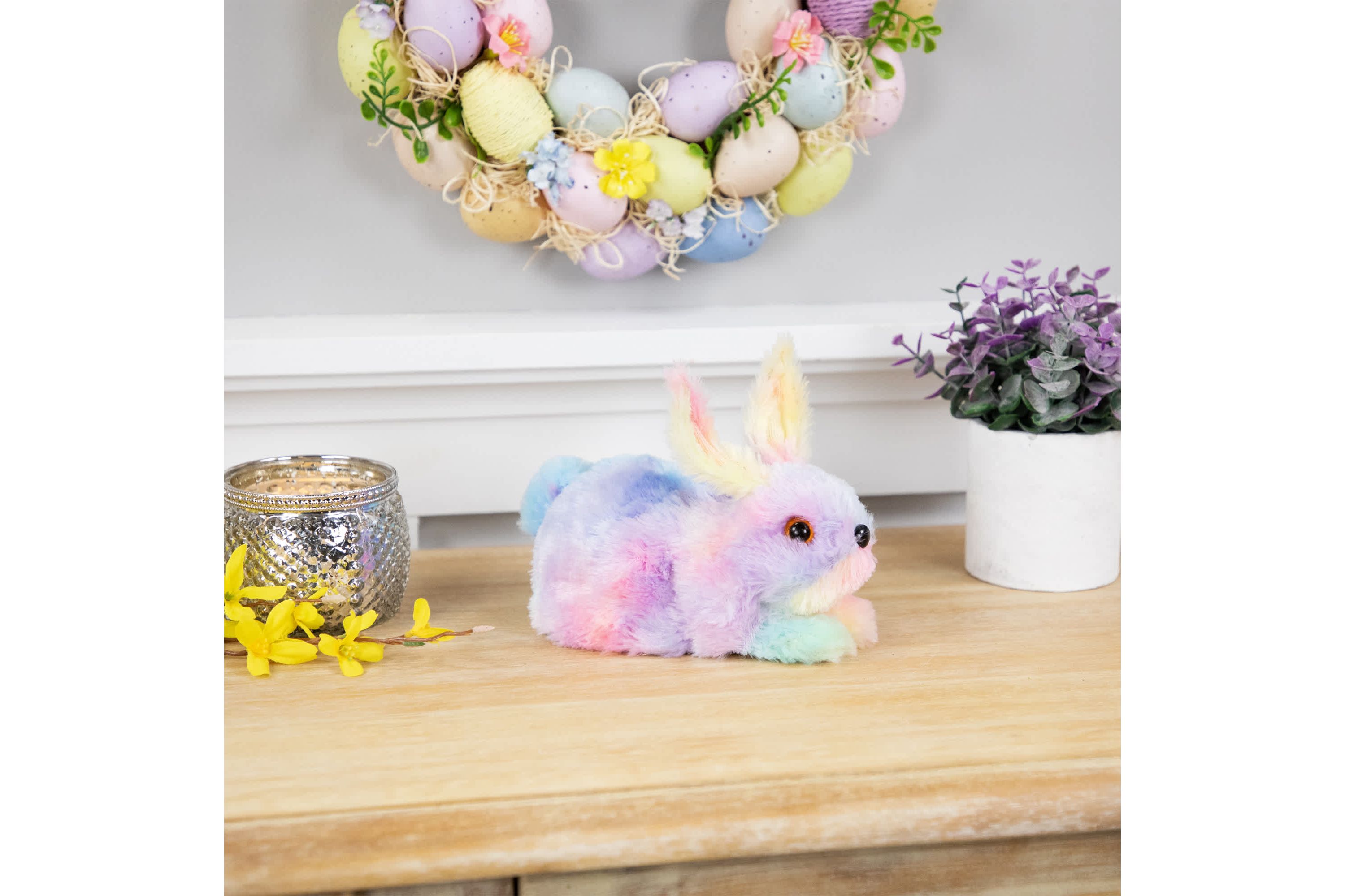 Plush Pastel Easter Bunny Figurine - 7" - Multicolor
