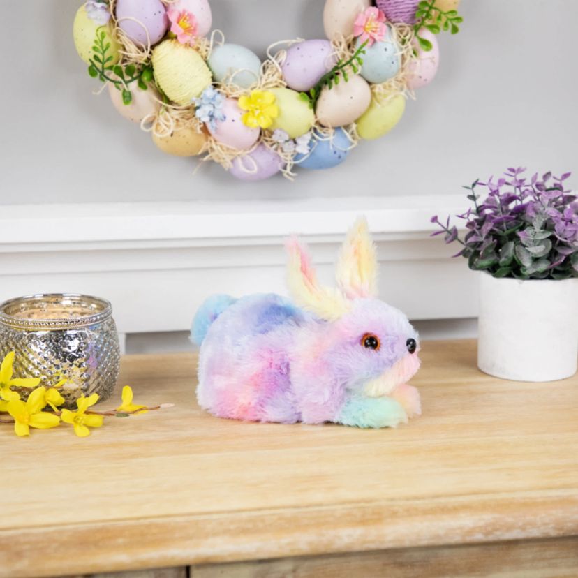 Plush Pastel Easter Bunny Figurine - 7" - Multicolor