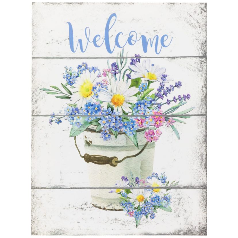 16" Spring Floral "Welcome" Wall Sign