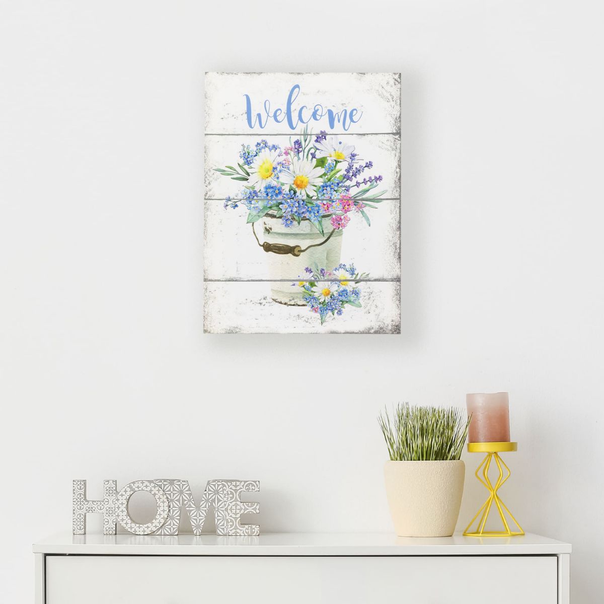 16" Spring Floral "Welcome" Wall Sign