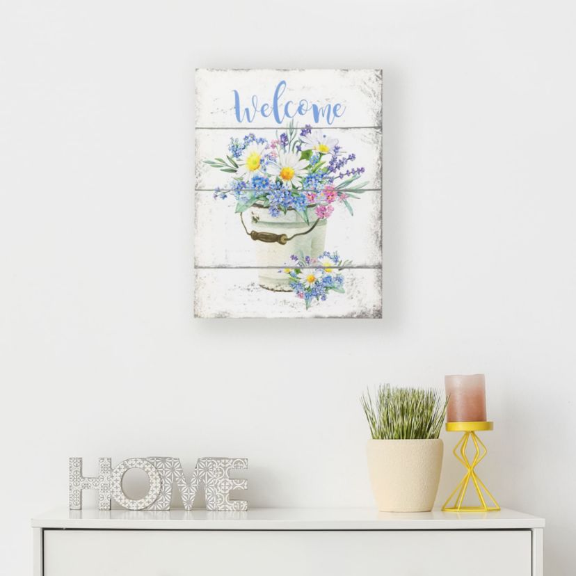 16" Spring Floral "Welcome" Wall Sign