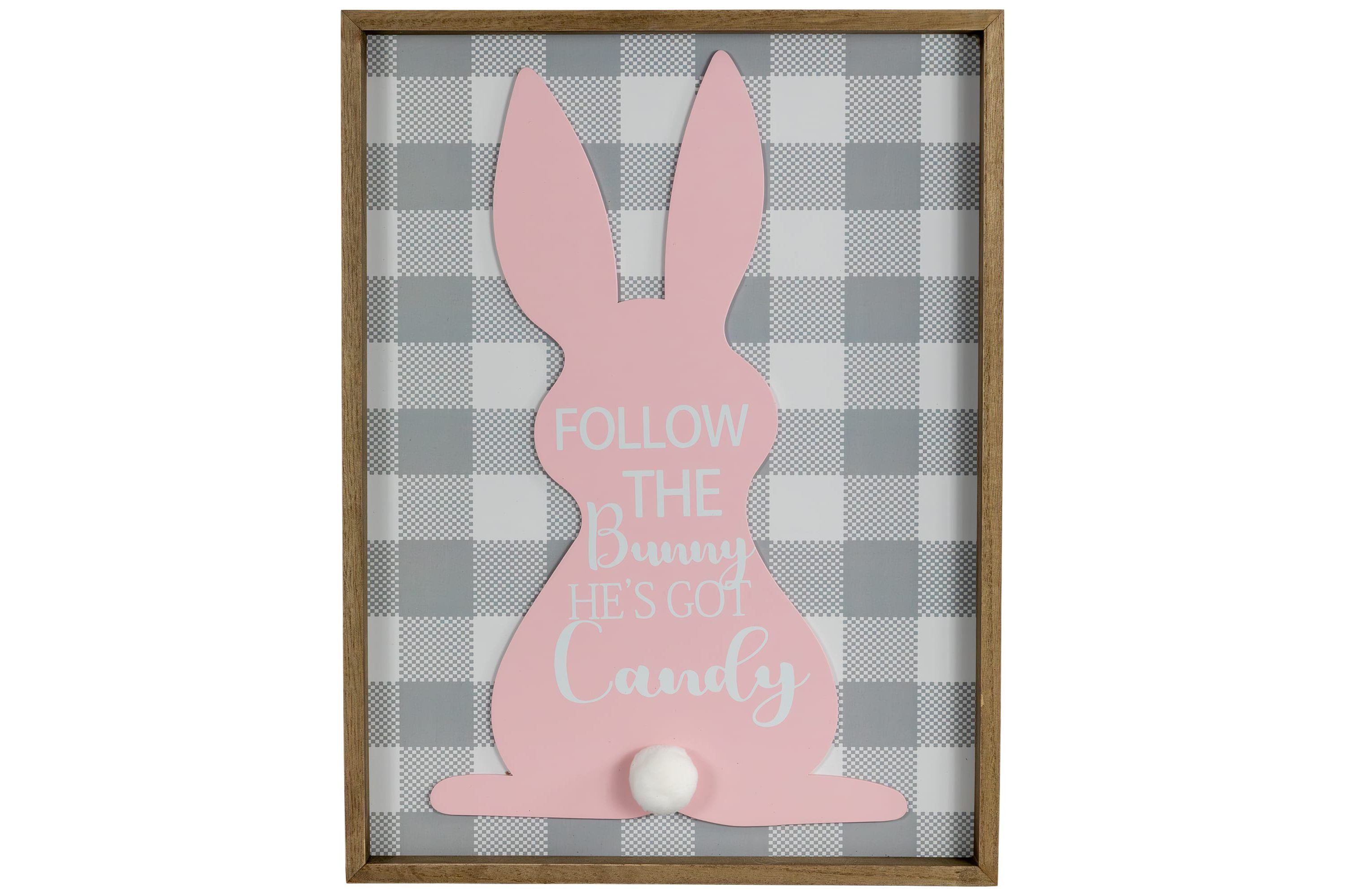 15.75" Framed "Follow the Bunny Hes Got Candy" Easter Wall Sign