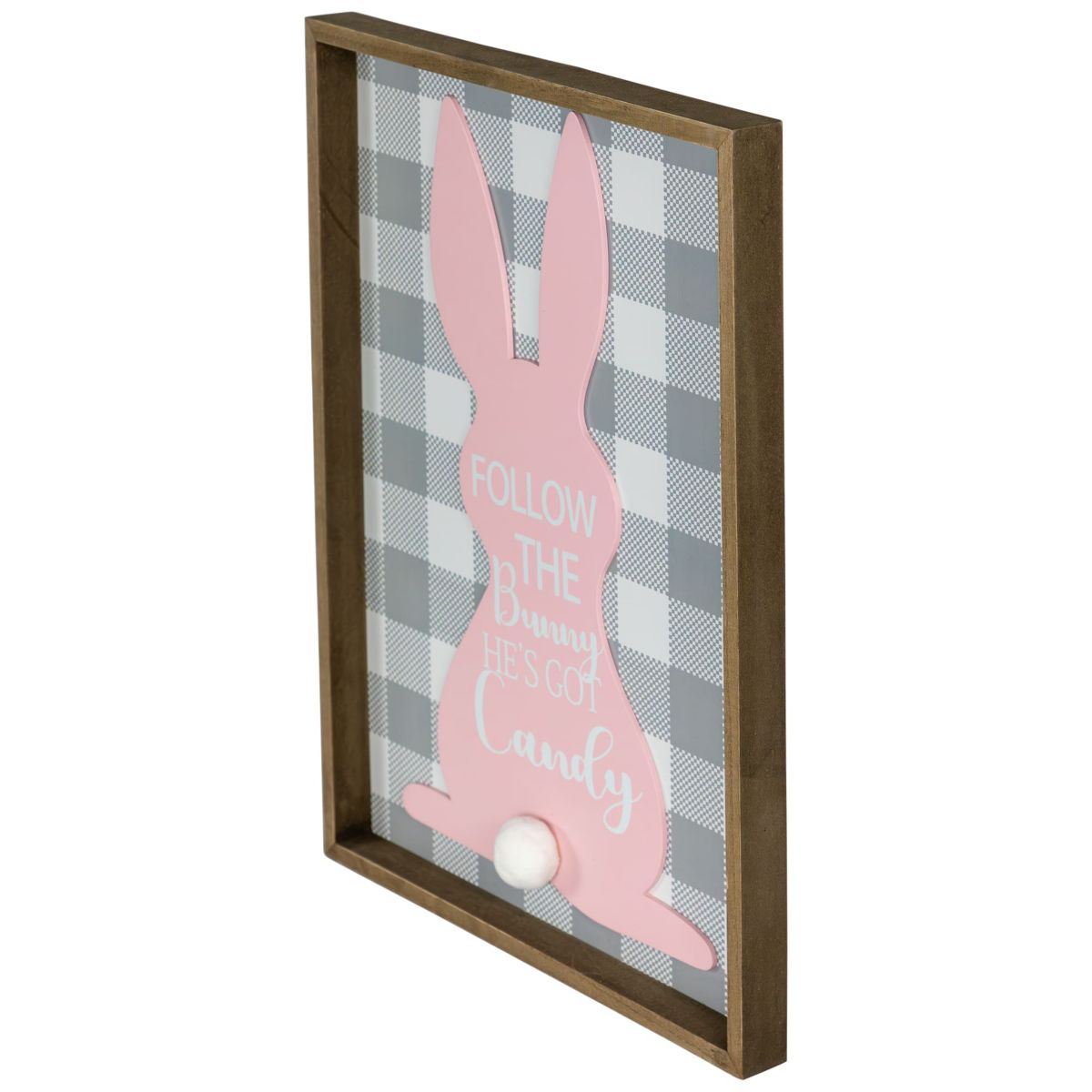 15.75" Framed "Follow the Bunny Hes Got Candy" Easter Wall Sign