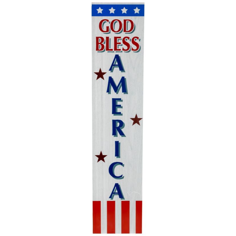 Patriotic "God Bless America" Wooden Porch Board Sign Decoration - 35.75"
