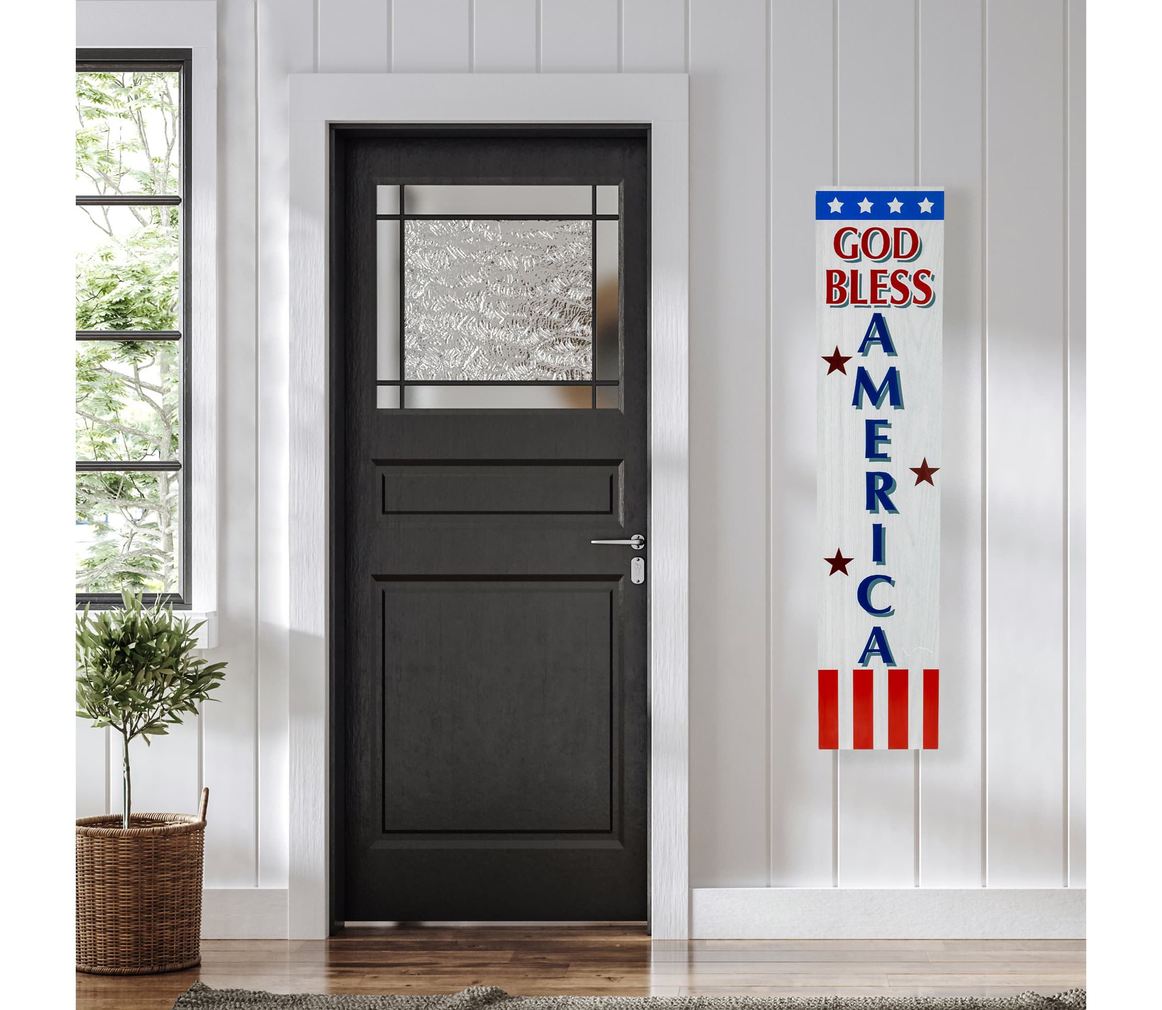 Patriotic "God Bless America" Wooden Porch Board Sign Decoration - 35.75"