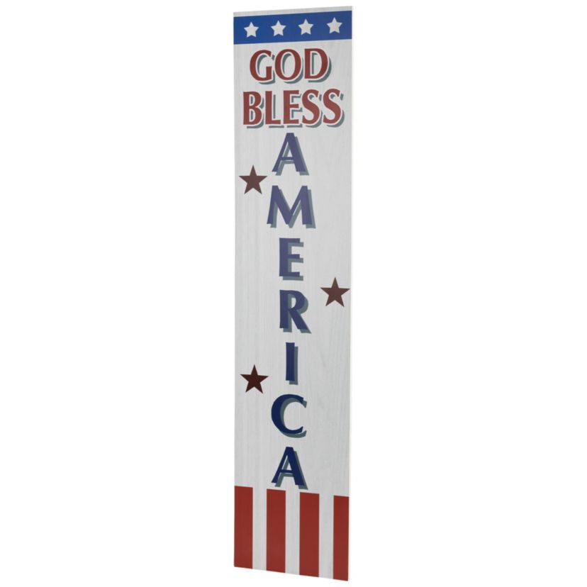 Patriotic "God Bless America" Wooden Porch Board Sign Decoration - 35.75"