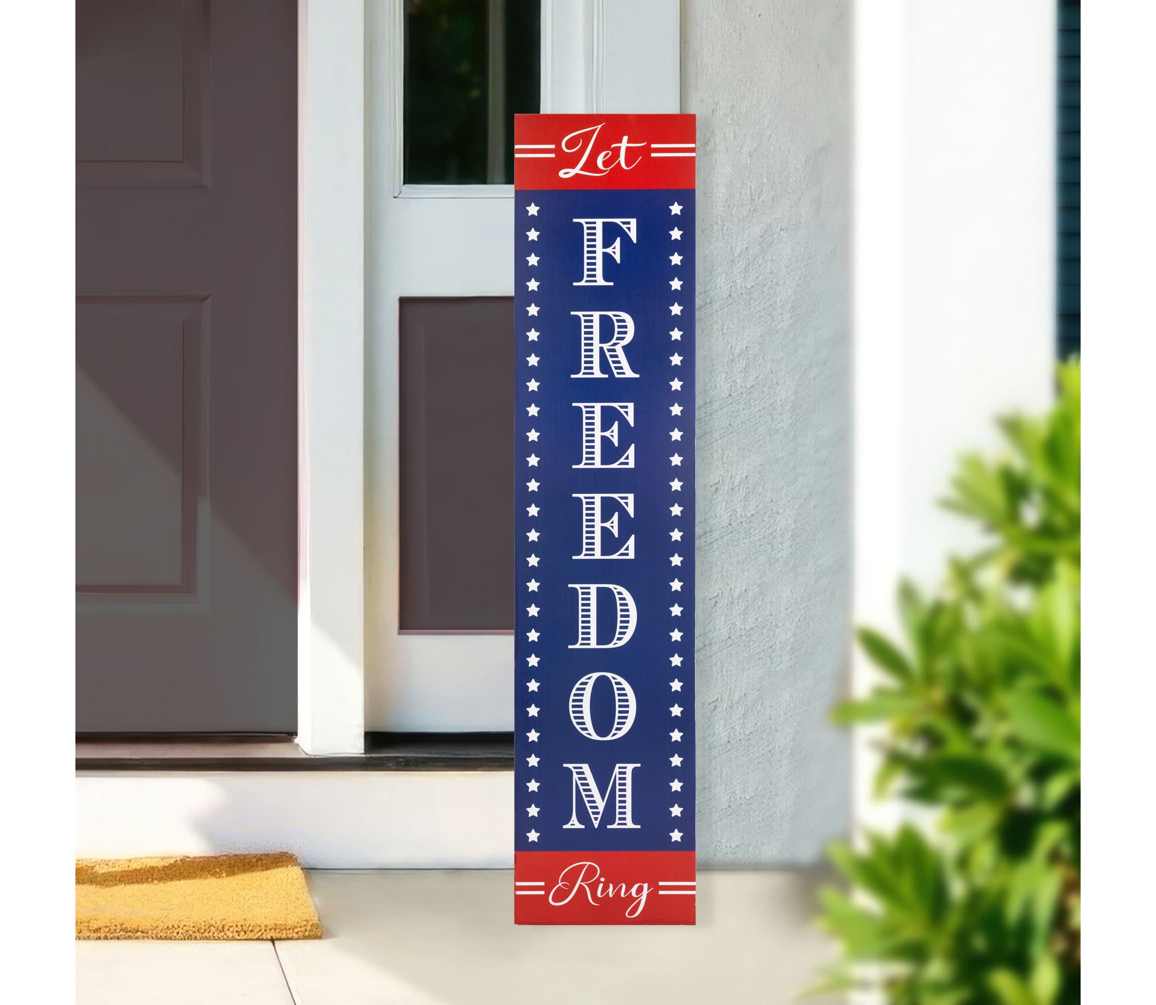 Patriotic "Let Freedom Ring" Wooden Porch Board Sign Decoration - 36"