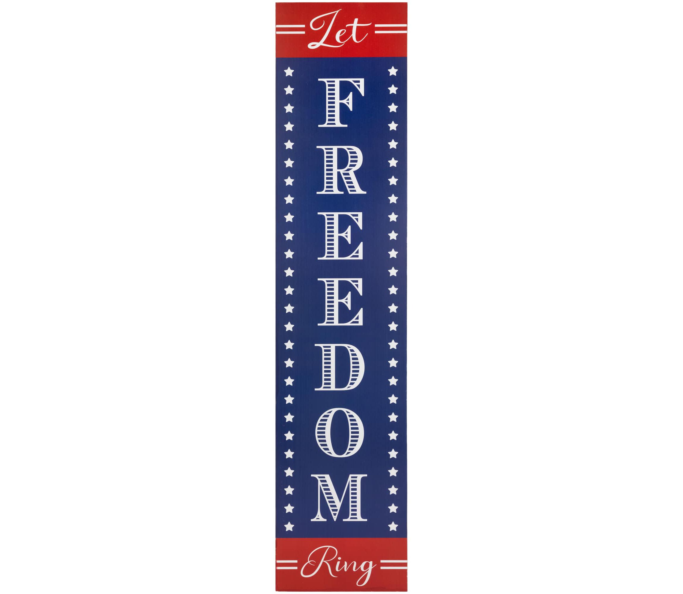 Patriotic "Let Freedom Ring" Wooden Porch Board Sign Decoration - 36"