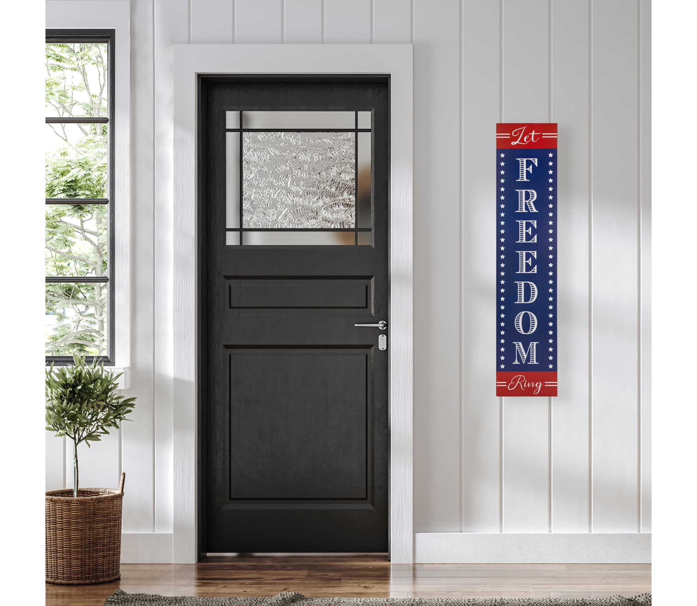 Patriotic "Let Freedom Ring" Wooden Porch Board Sign Decoration - 36"