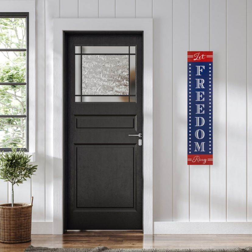 Patriotic "Let Freedom Ring" Wooden Porch Board Sign Decoration - 36"
