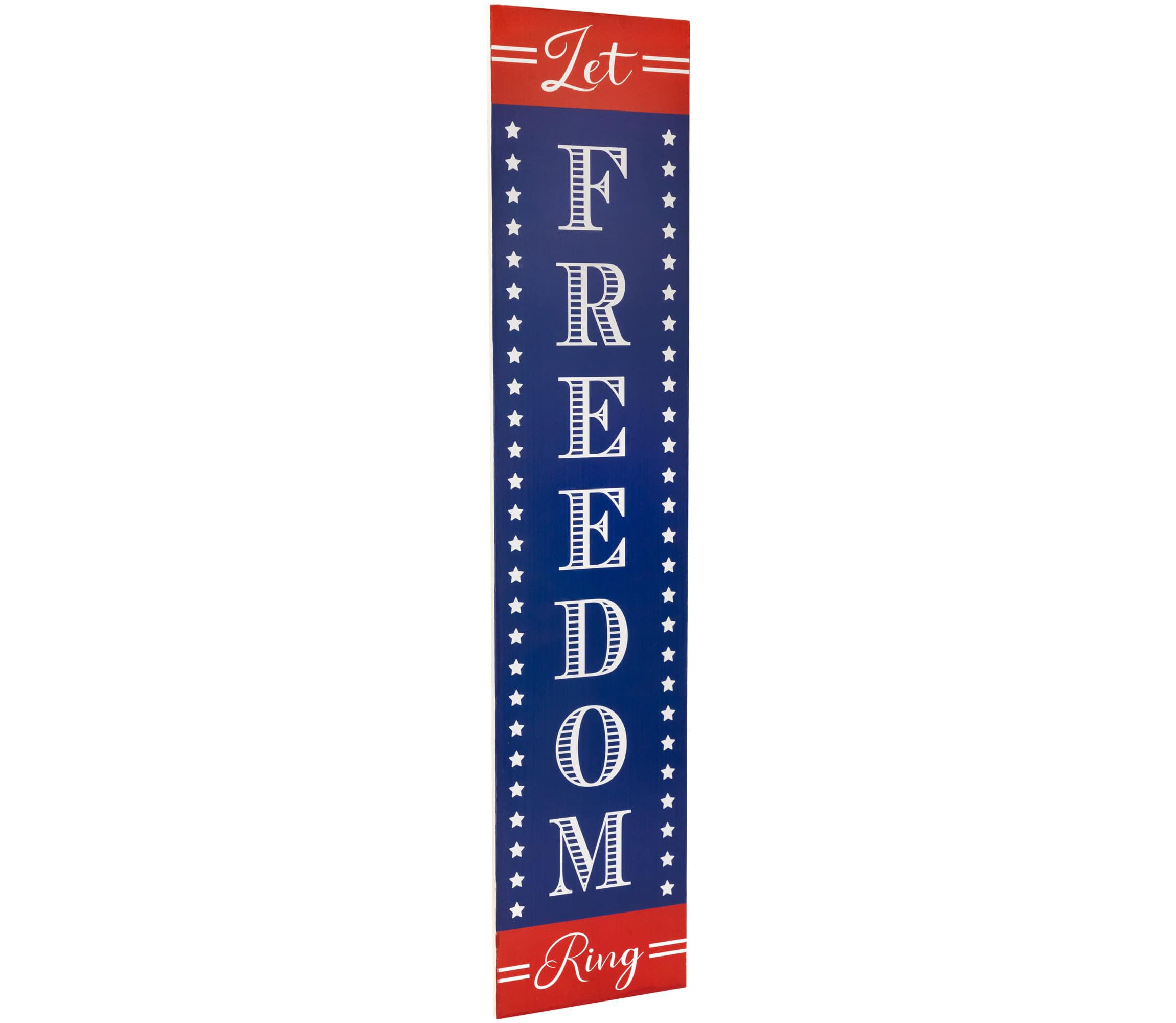 Patriotic "Let Freedom Ring" Wooden Porch Board Sign Decoration - 36"