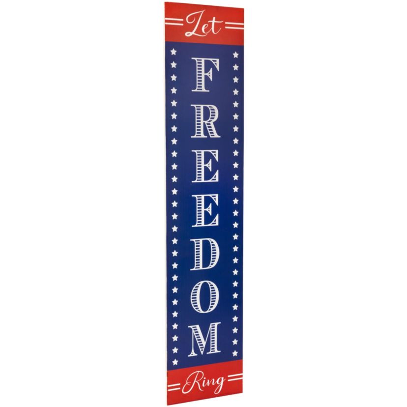 Patriotic "Let Freedom Ring" Wooden Porch Board Sign Decoration - 36"