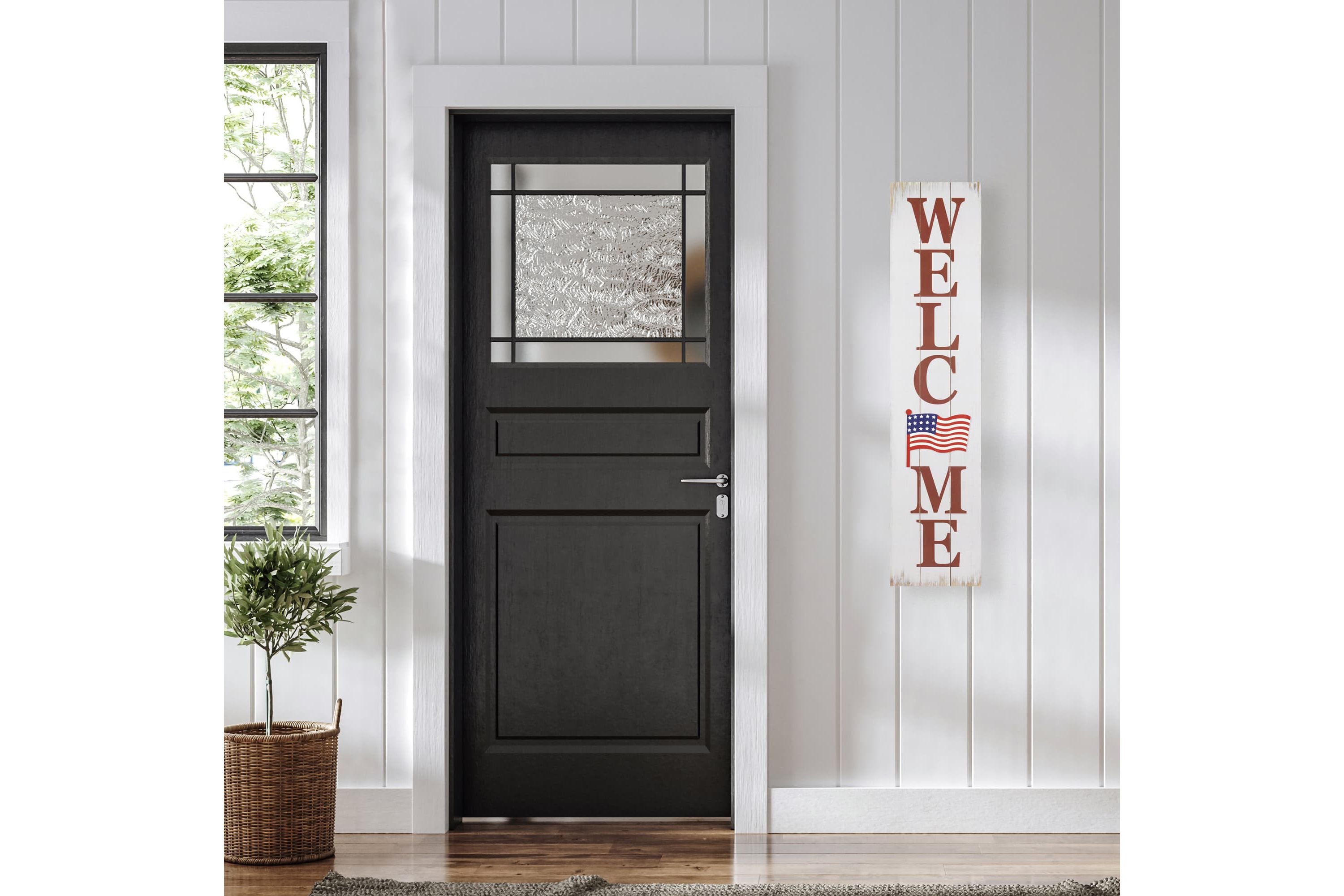 Welcome USA Flag Americana Wooden Porch Board Sign Decoration - 36"