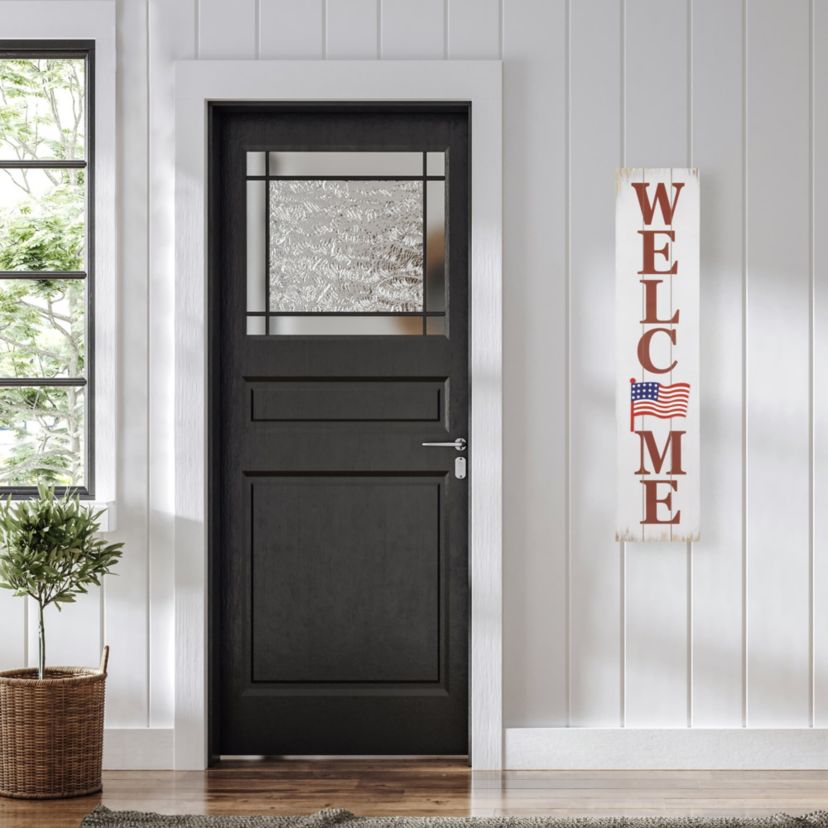 Welcome USA Flag Americana Wooden Porch Board Sign Decoration - 36"