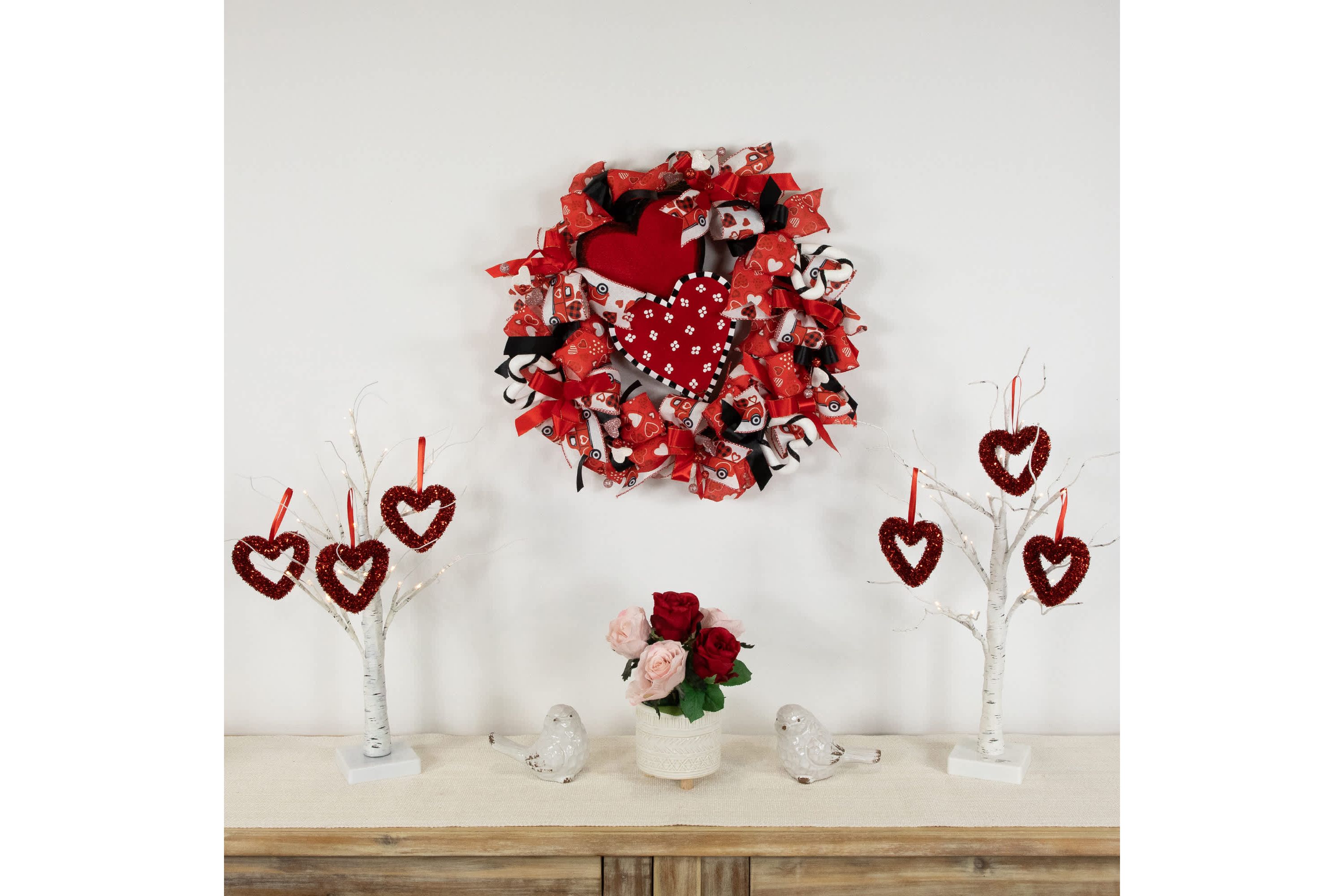 Ribbon and Twig Valentines Day Wreath - 17"