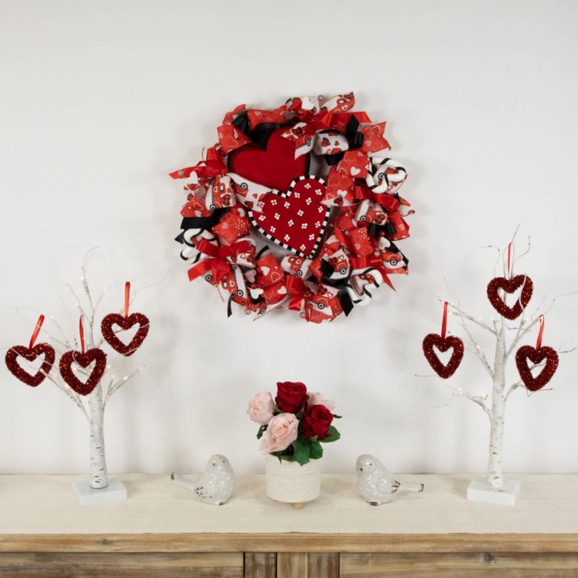 Ribbon and Twig Valentines Day Wreath - 17"