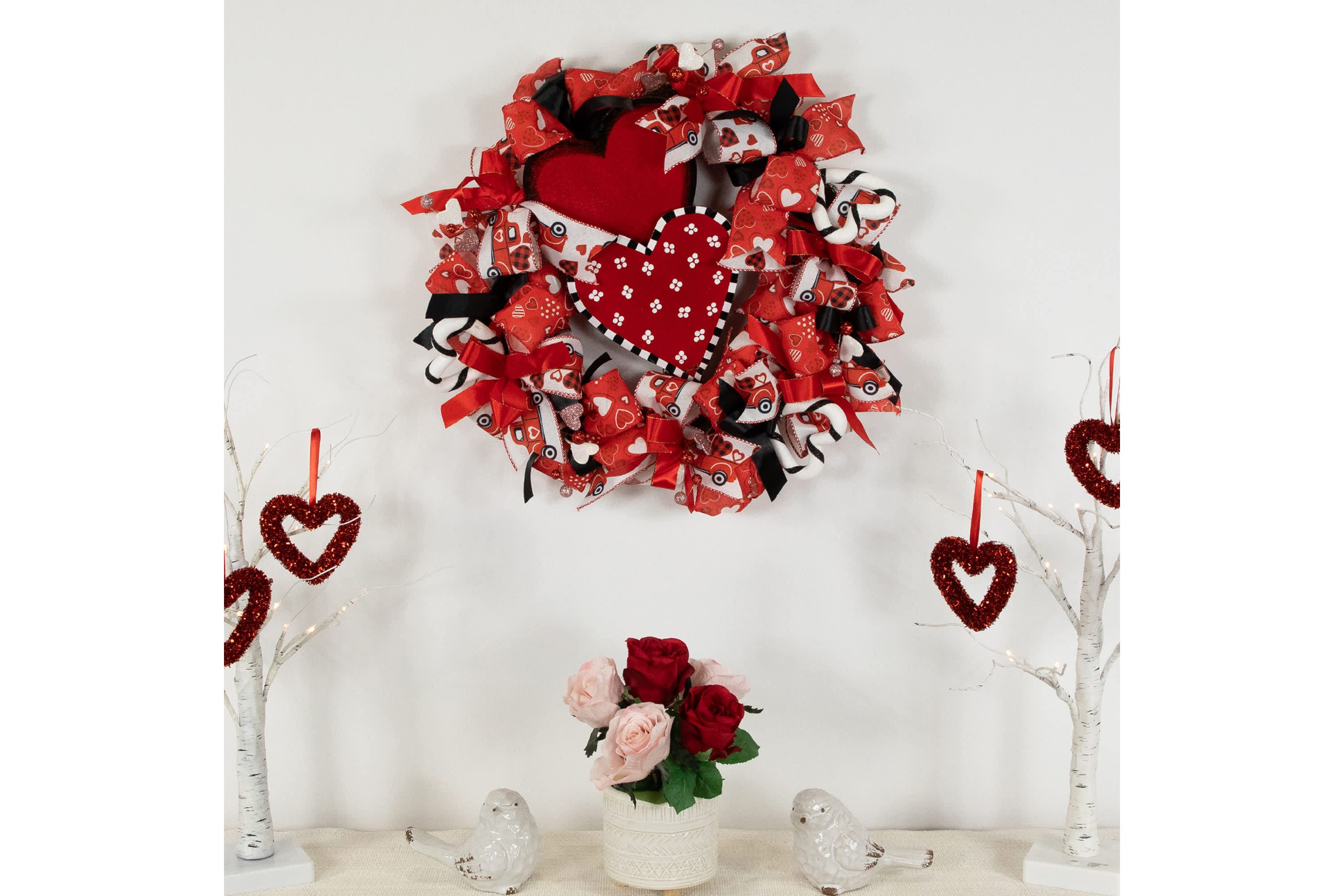 Ribbon and Twig Valentines Day Wreath - 17"