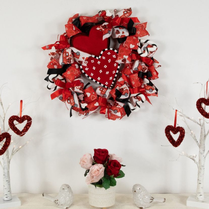 Ribbon and Twig Valentines Day Wreath - 17"