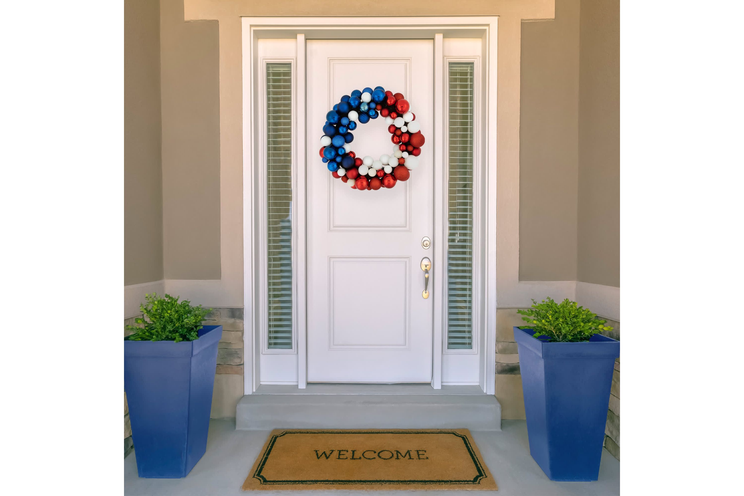 3-Finish Patriotic Ornament Wreath - 22" - Red  White and Blue