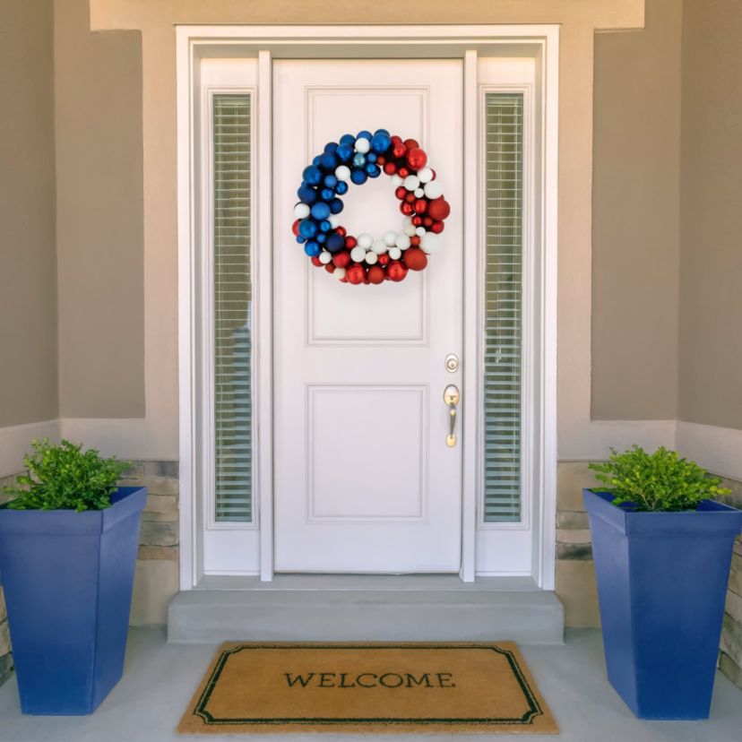 3-Finish Patriotic Ornament Wreath - 22" - Red  White and Blue