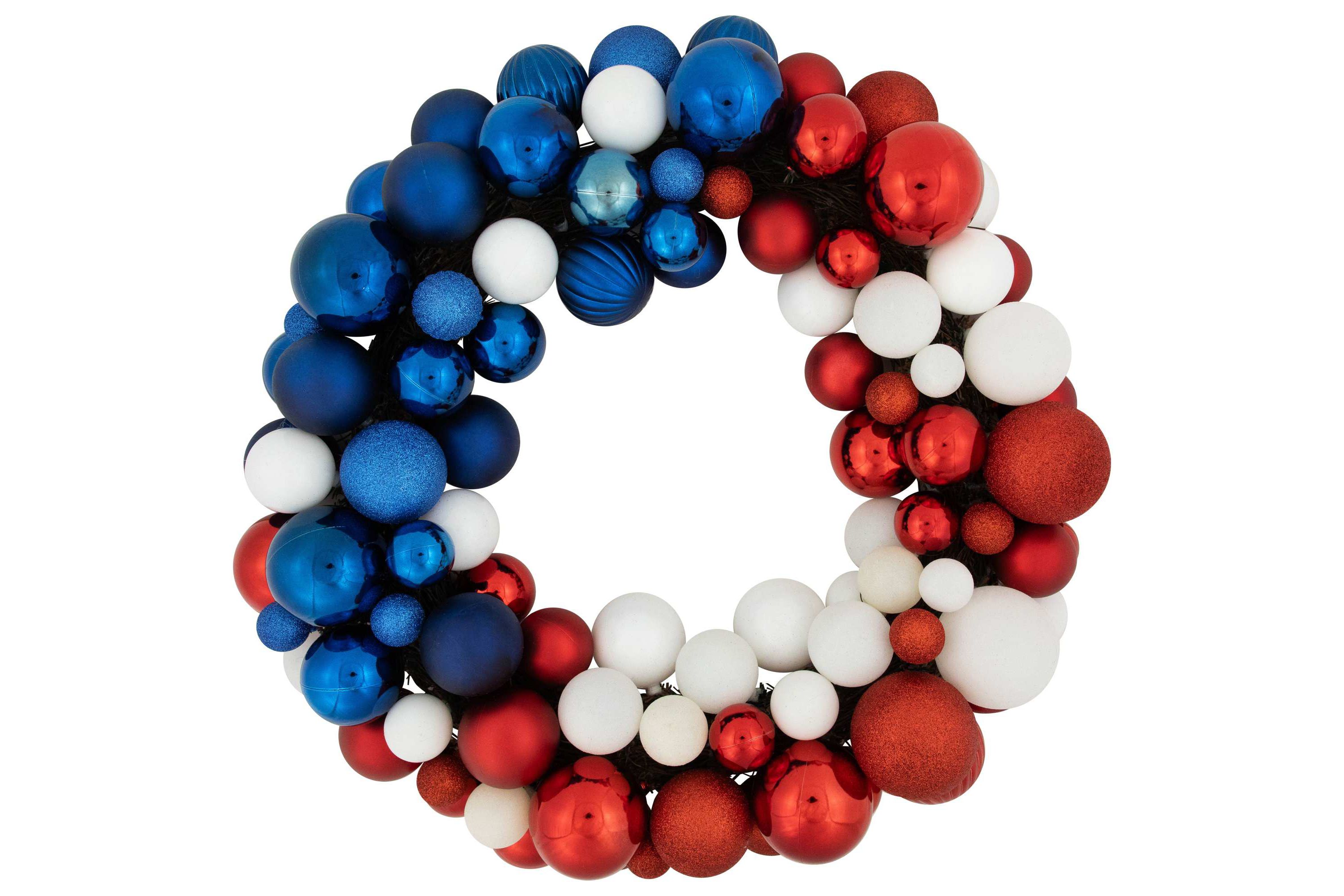 3-Finish Patriotic Ornament Wreath - 22" - Red  White and Blue