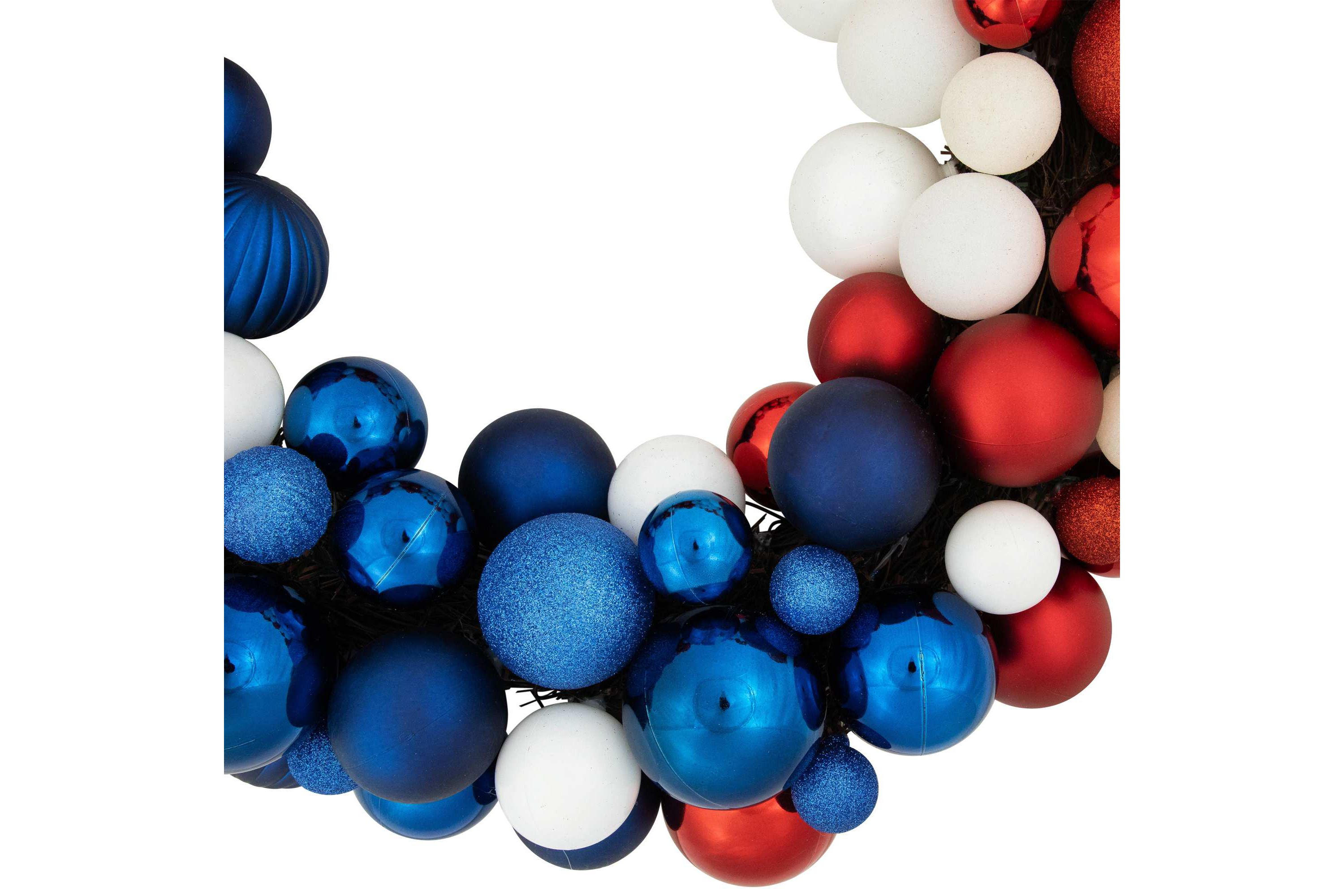 3-Finish Patriotic Ornament Wreath - 22" - Red  White and Blue