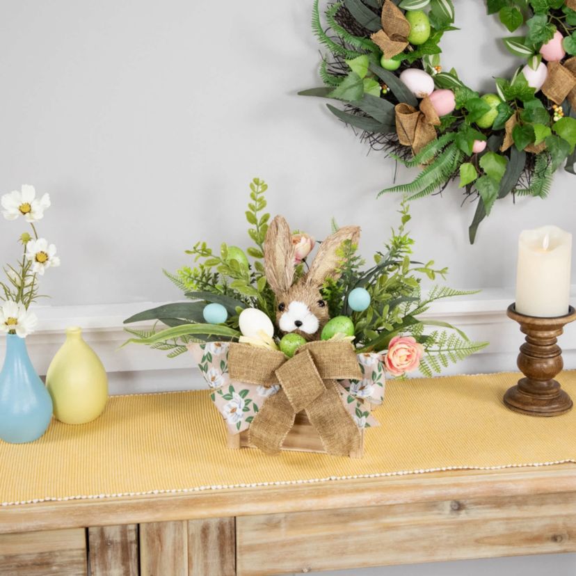 Boxed Floral Arrangement with Bunny Easter Decoration - 12"