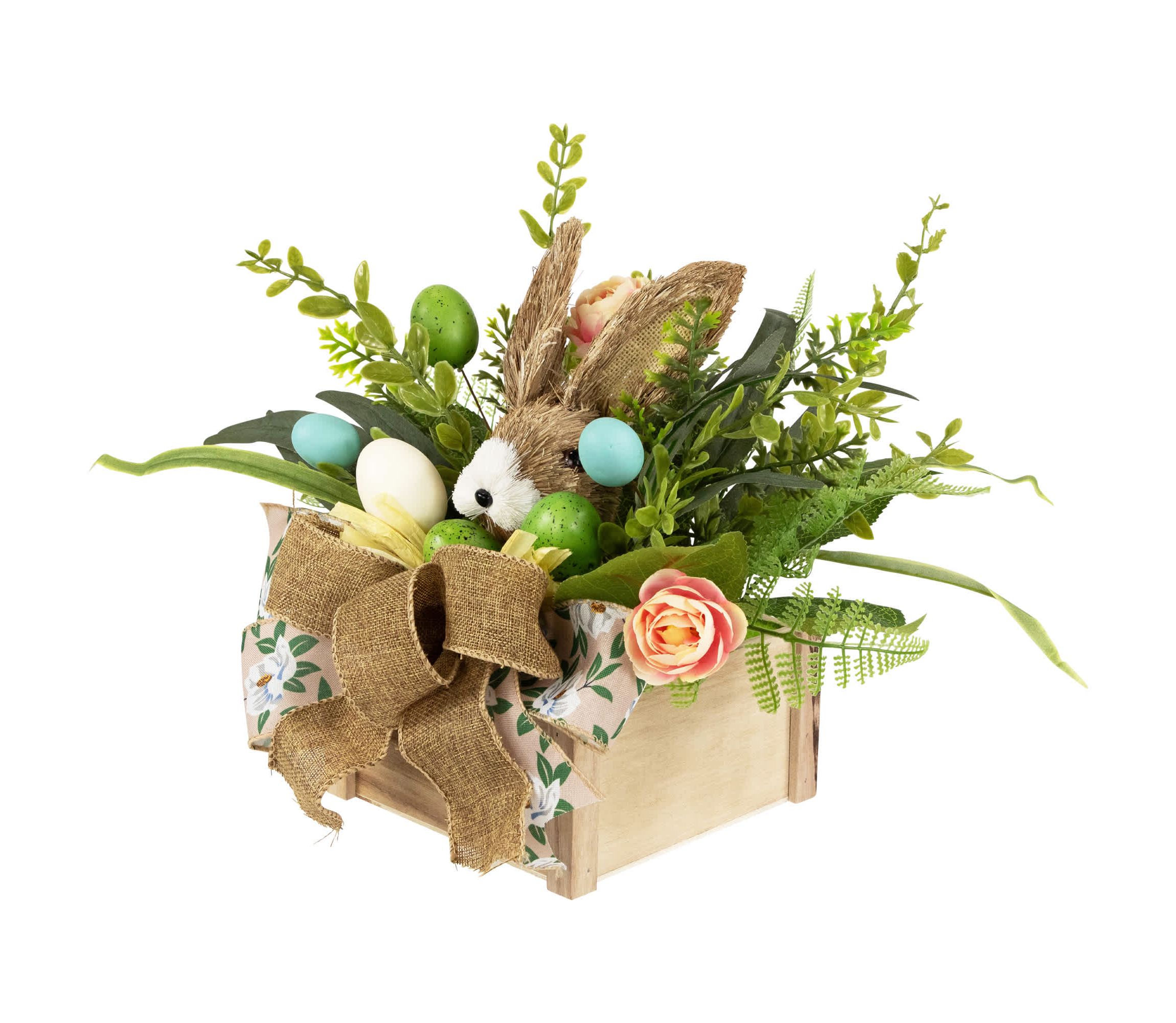 Boxed Floral Arrangement with Bunny Easter Decoration - 12"