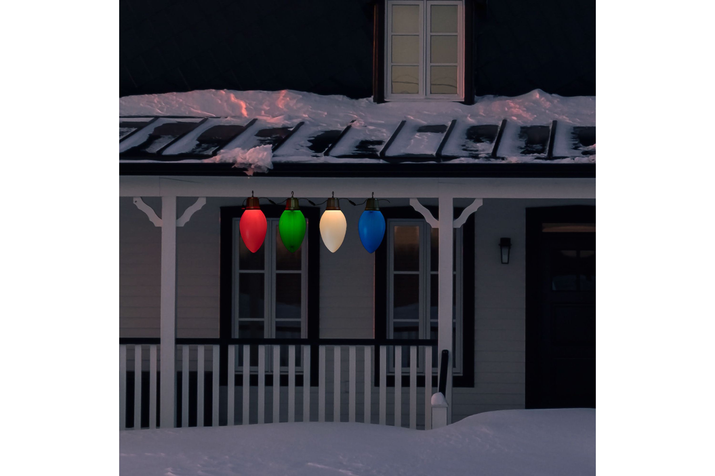 Set of 4 Lighted Blow Mold C7 Bulbs Christmas Decorations  20"