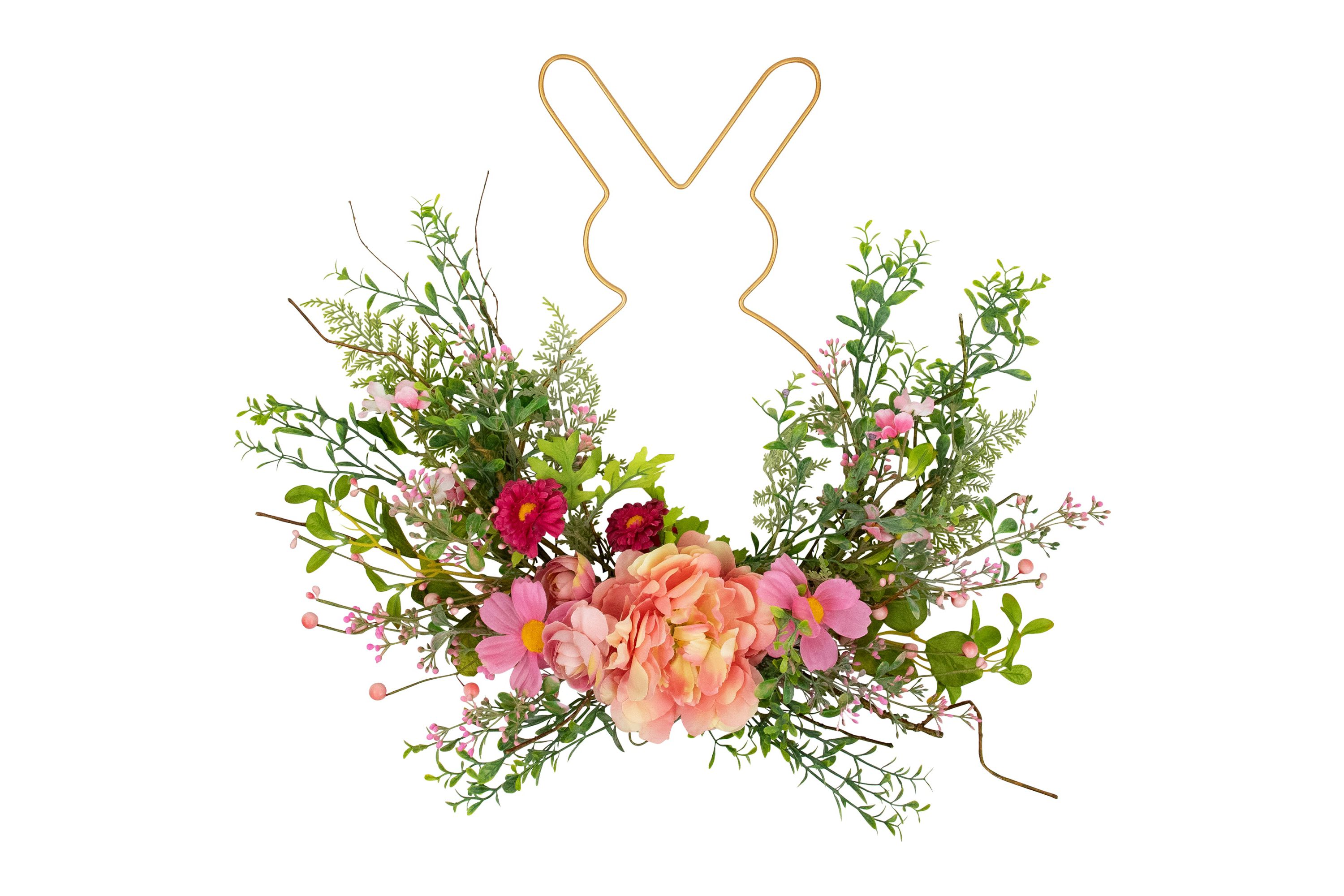 16" Bunny and Mixed Floral Wall Hanging Easter Decoration