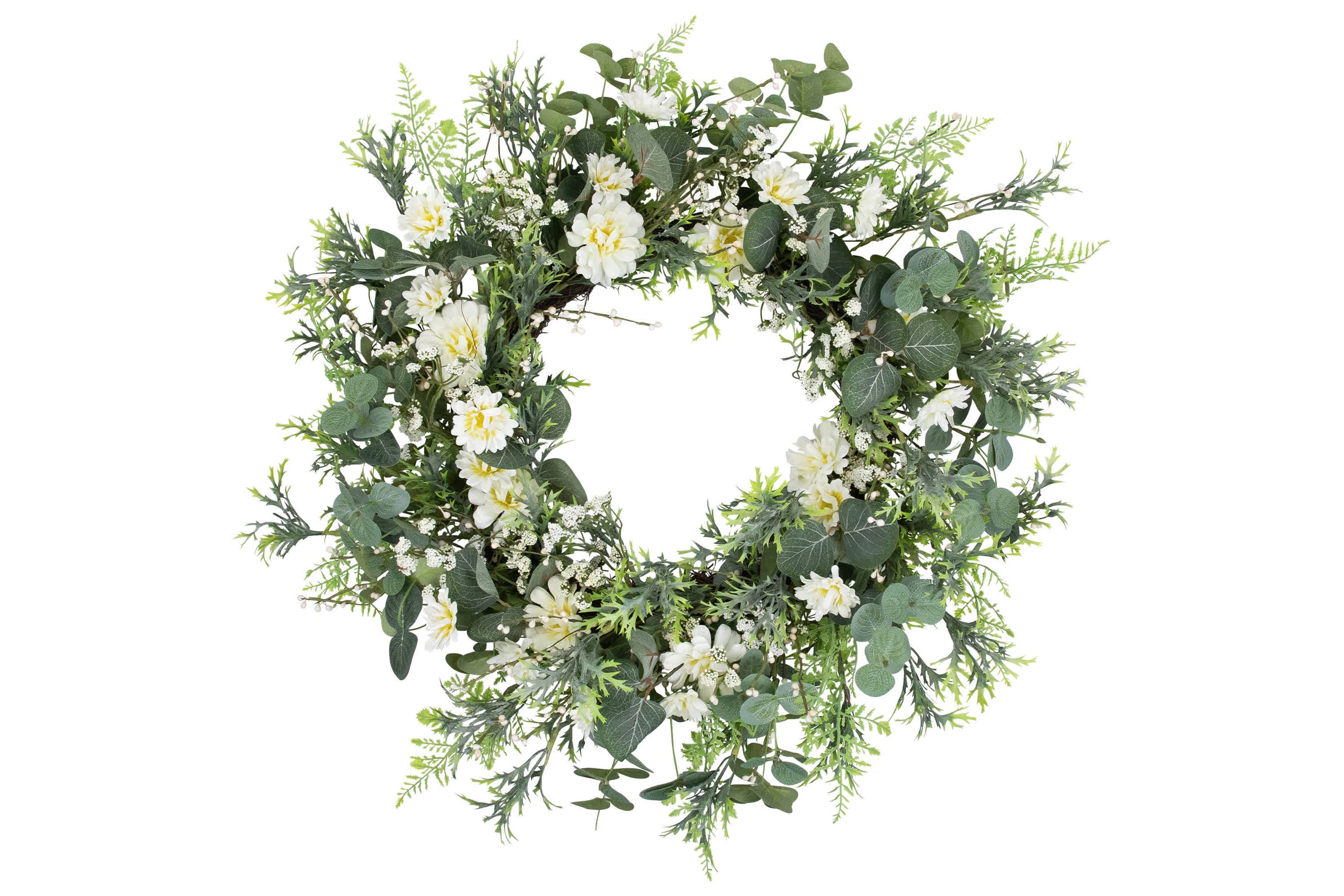 Fern and Eucalyptus Floral Spring Wreath - 24"