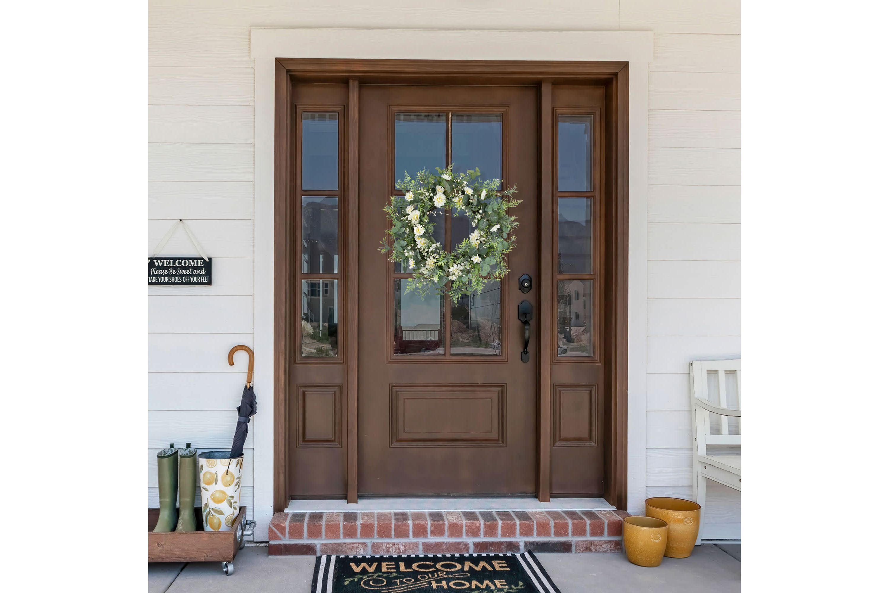 Fern and Eucalyptus Floral Spring Wreath - 24"