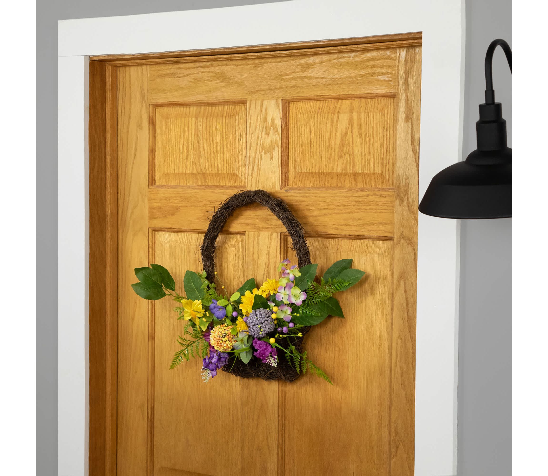 Mixed Wild Flower and Foliage Hanging Spring Wall Basket - 16"