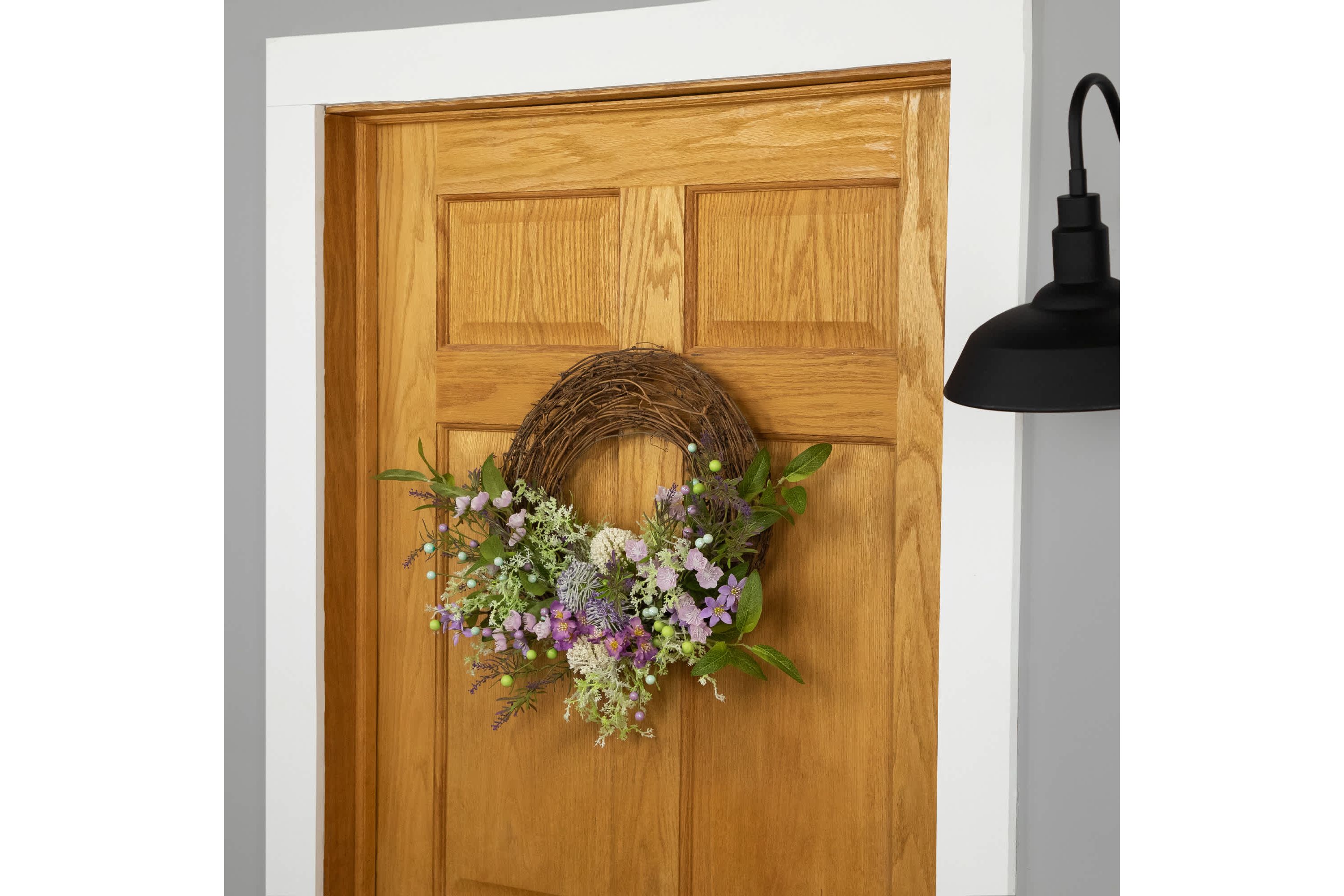 Wildflower and Berry Half Spring Wreath - 24" - Purple