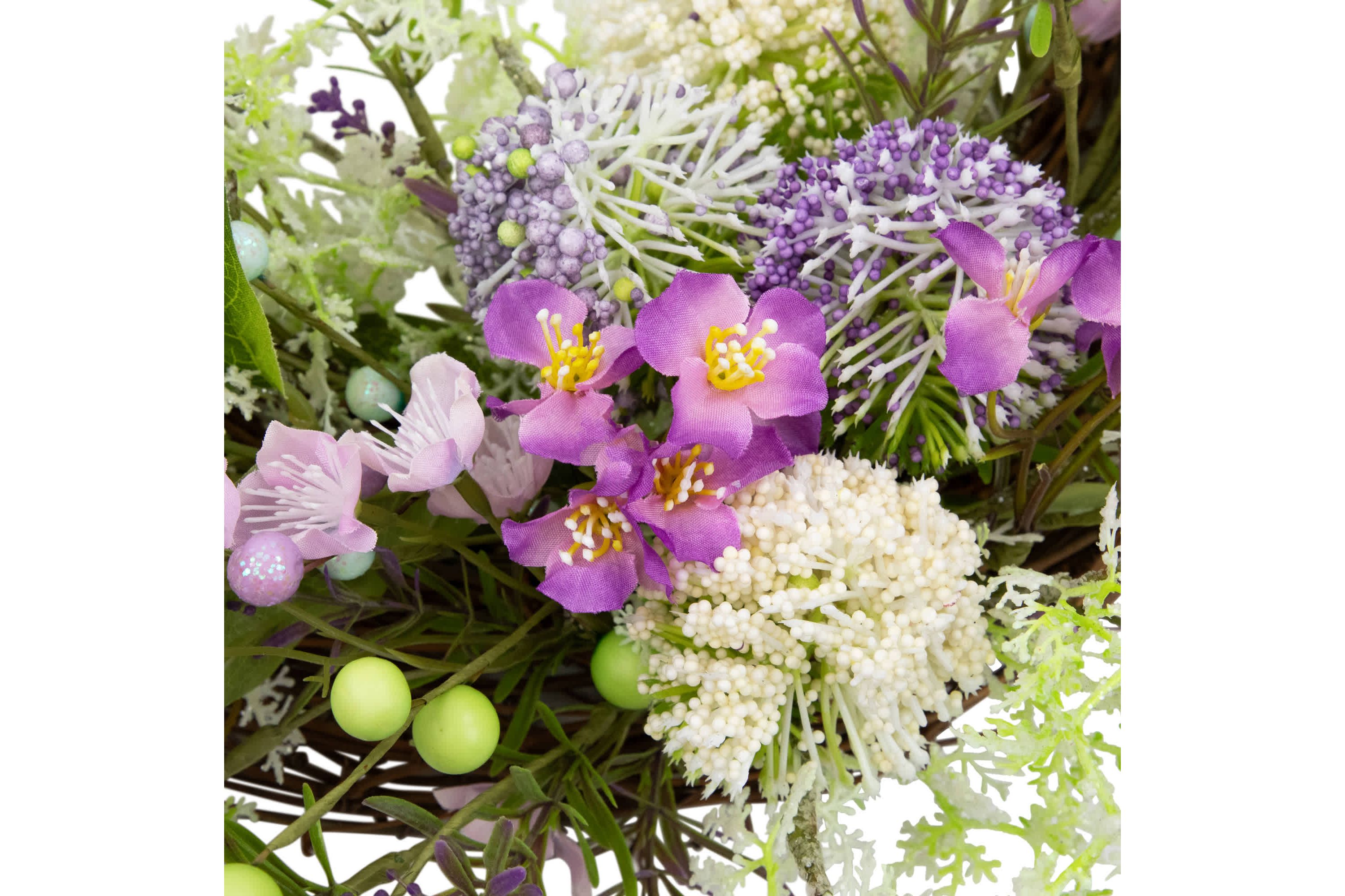 Wildflower and Berry Half Spring Wreath - 24" - Purple