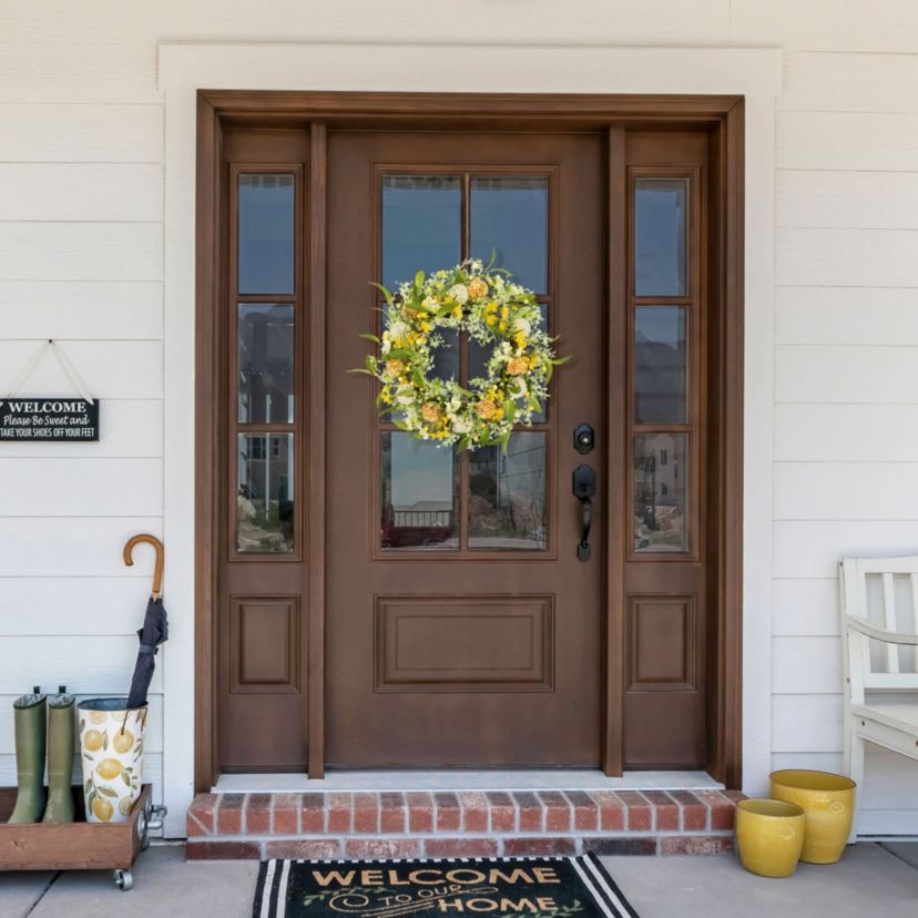 Berry and Thistle Floral Spring Wreath - 26" - Yellow and Orange