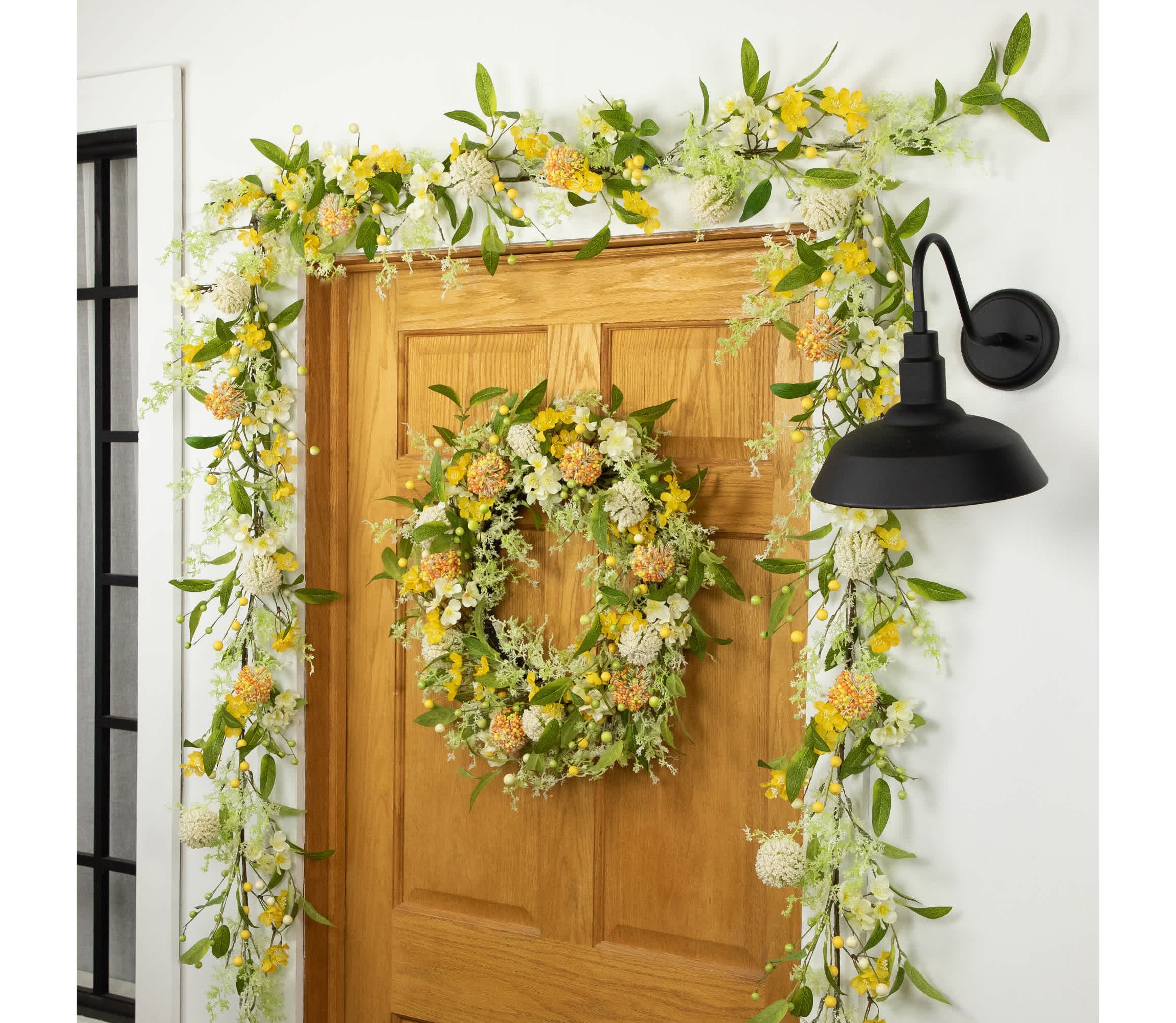 Berry and Thistle Floral Spring Wreath - 26" - Yellow and Orange