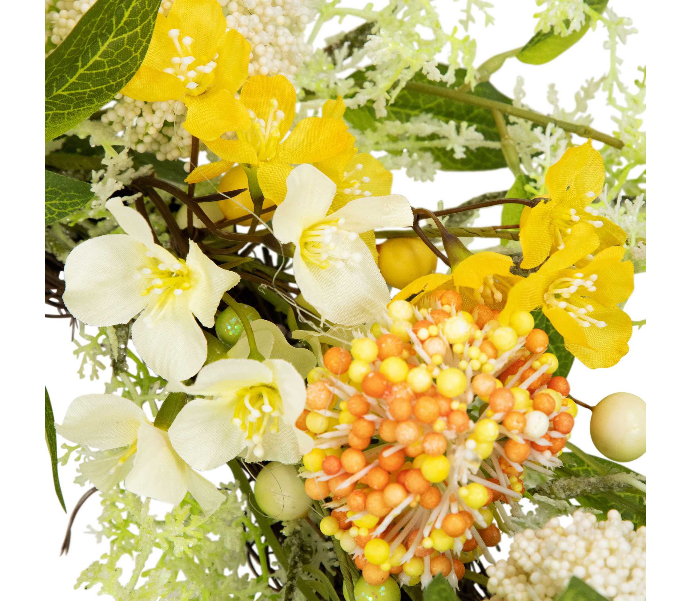 Berry and Thistle Floral Spring Wreath - 26" - Yellow and Orange