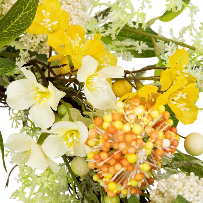 Berry and Thistle Floral Spring Wreath - 26" - Yellow and Orange