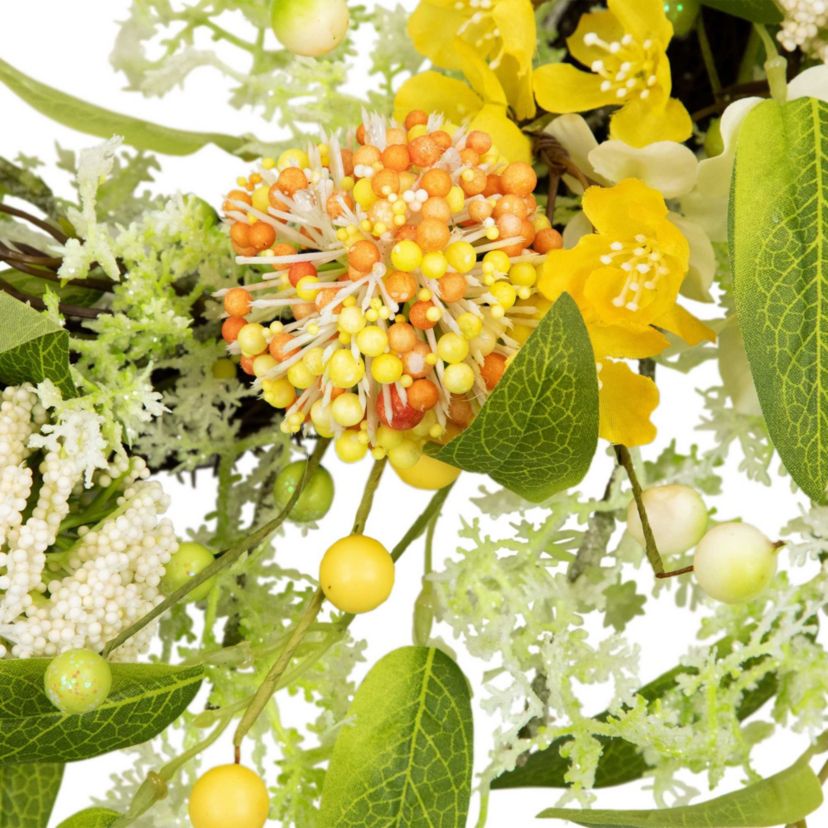 Berry and Thistle Floral Spring Wreath - 26" - Yellow and Orange