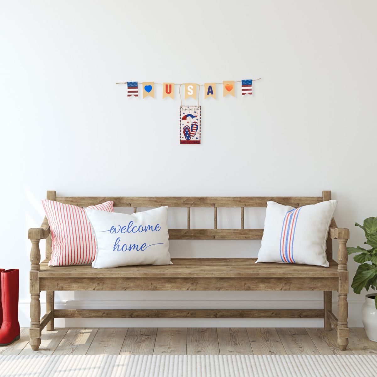 USA Summer Fun Welcome Patriotic Hanging Wall Decoration - 30.5"