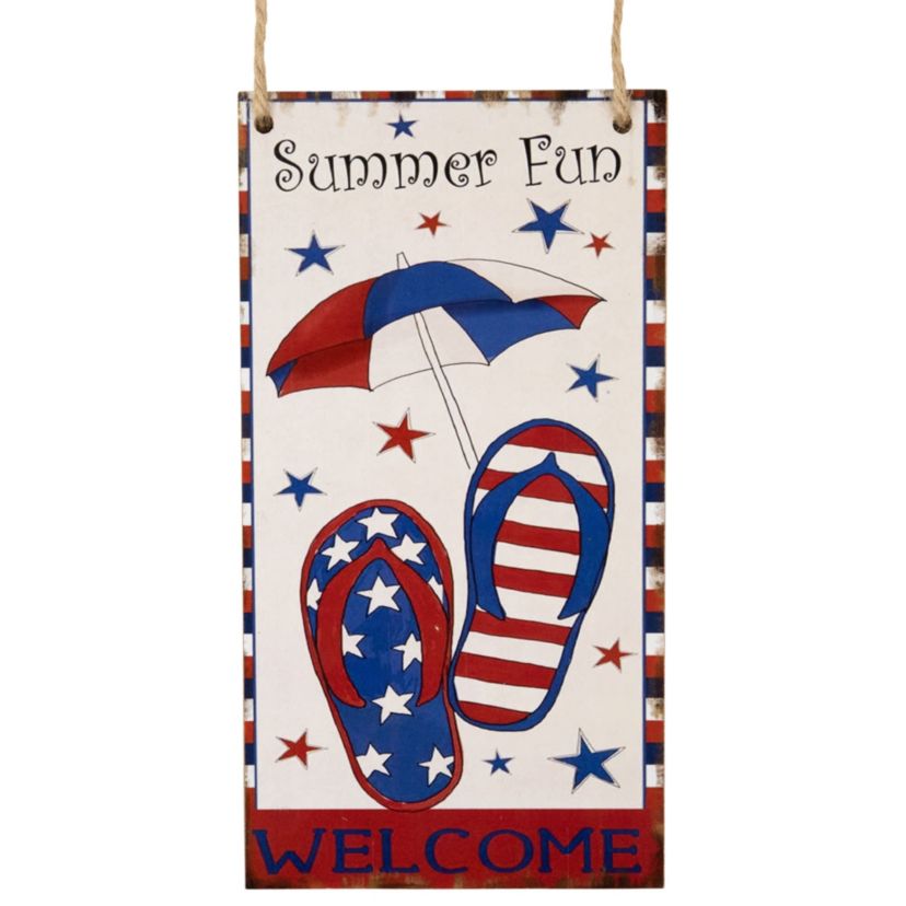 USA Summer Fun Welcome Patriotic Hanging Wall Decoration - 30.5"