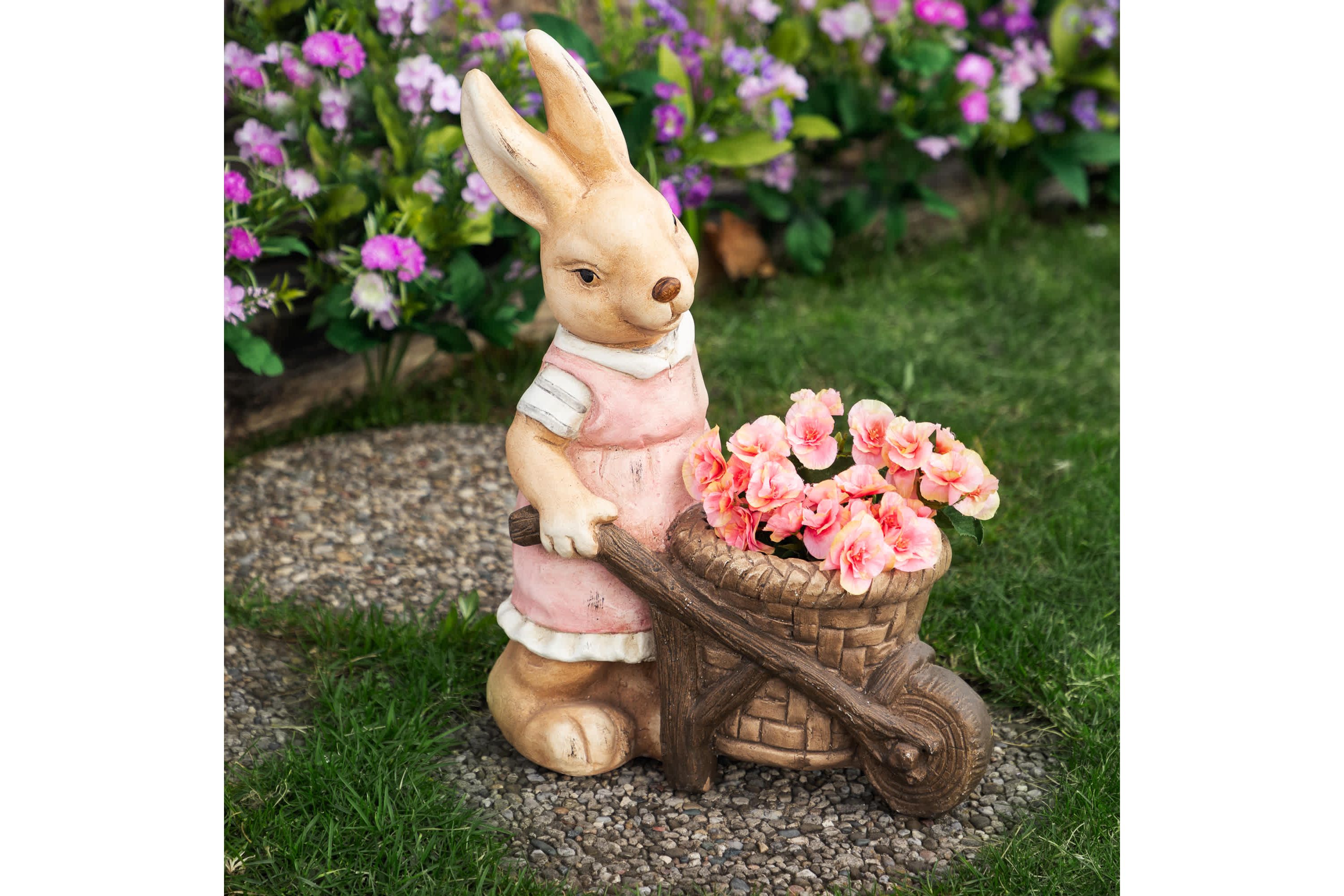Girl Rabbit Outdoor Easter Garden Planter - 18.75"