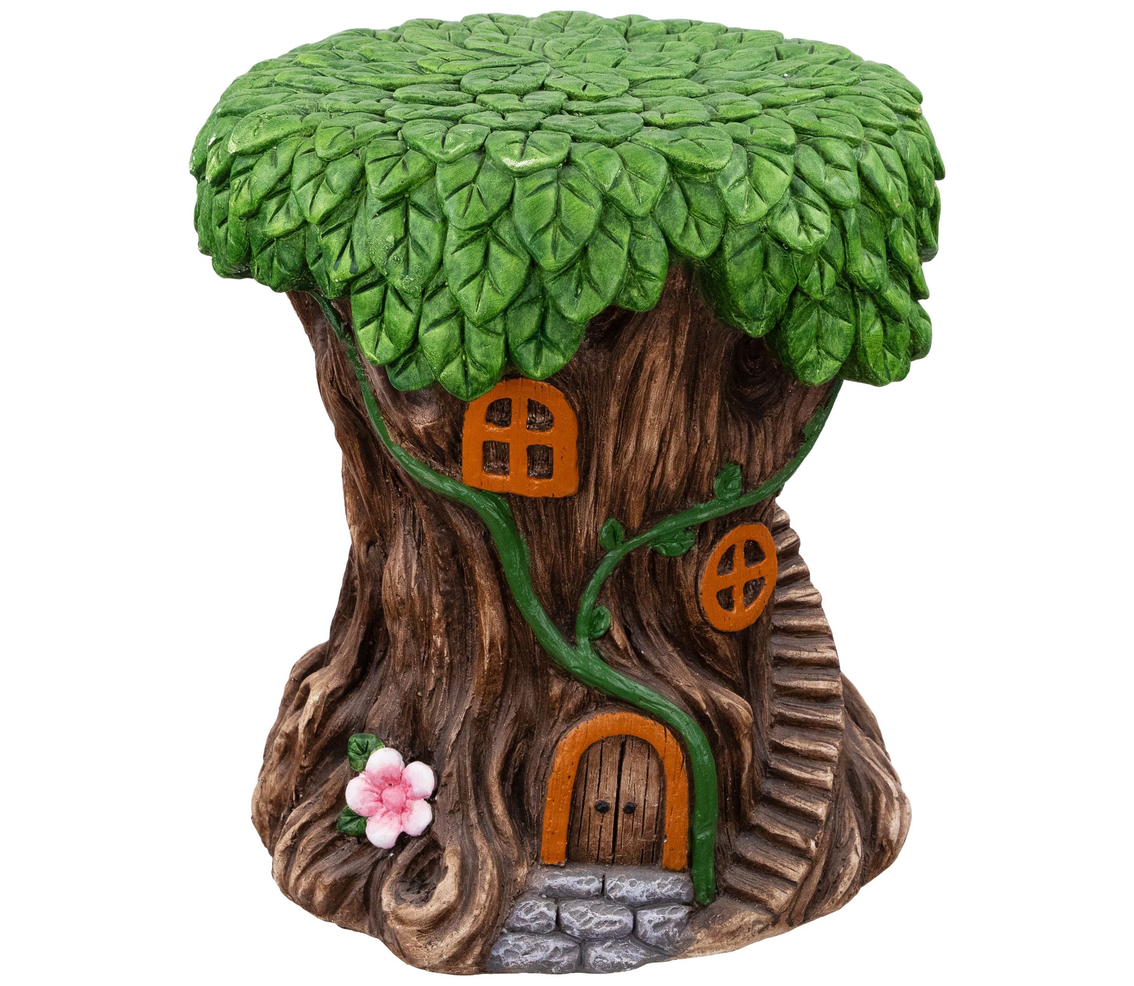 Fairy Tree Stump Outdoor Garden Plant Stand - 13.75"