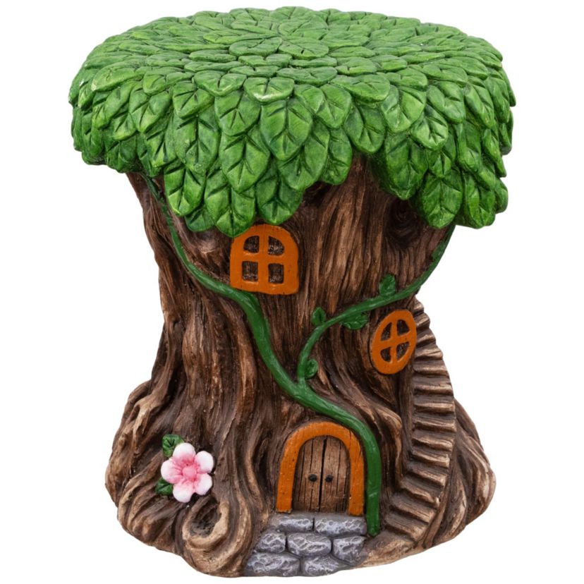 Fairy Tree Stump Outdoor Garden Plant Stand - 13.75"