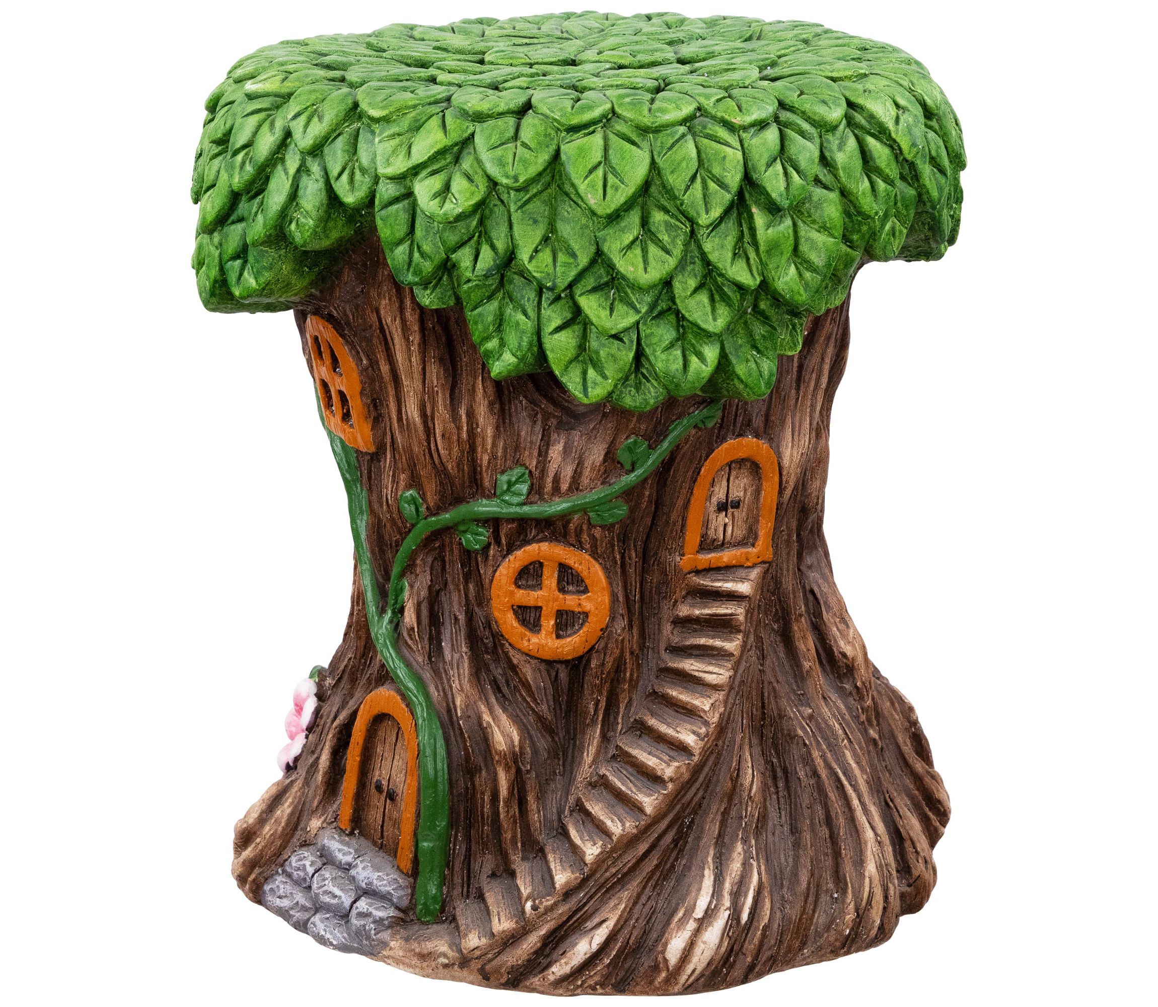 Fairy Tree Stump Outdoor Garden Plant Stand - 13.75"