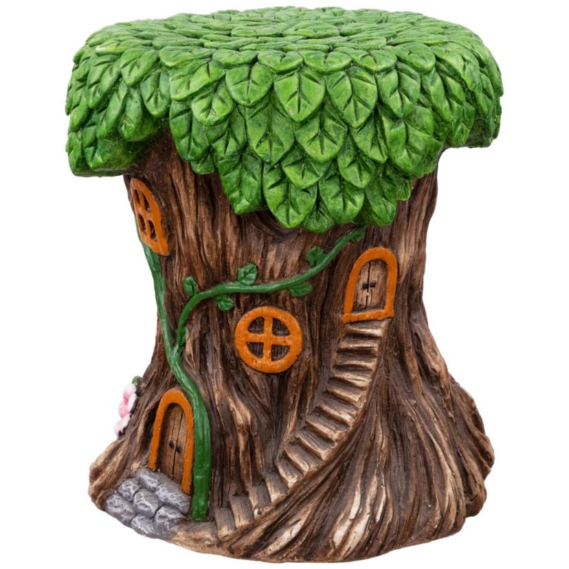 Fairy Tree Stump Outdoor Garden Plant Stand - 13.75"