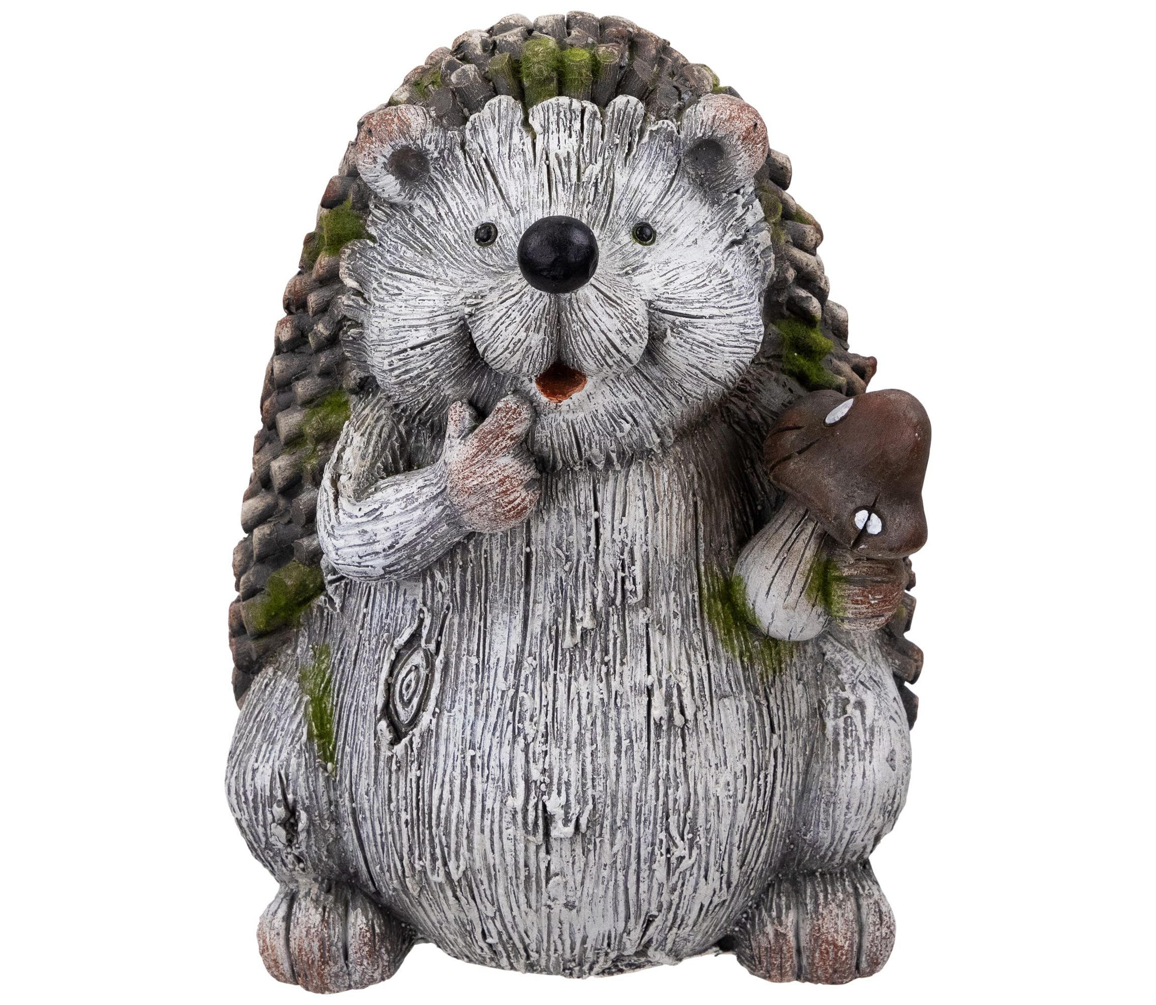 Hedgehog with Mushroom Outdoor Garden Statue - 8.5"