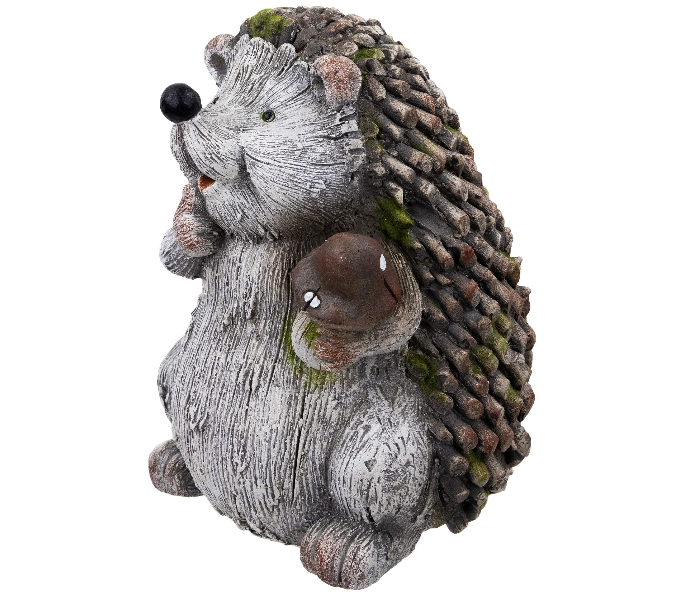 Hedgehog with Mushroom Outdoor Garden Statue - 8.5"