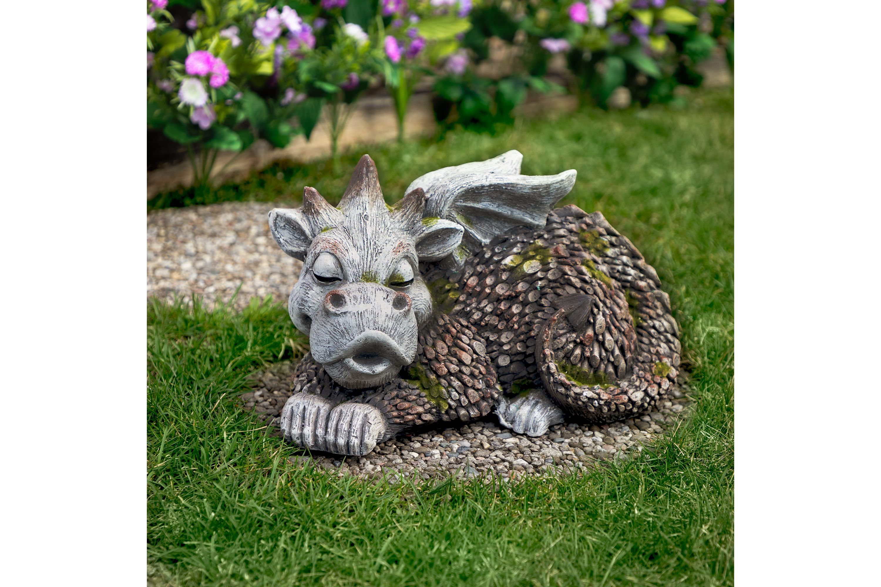 Sleeping Dragon Outdoor Garden Statue - 14.25"